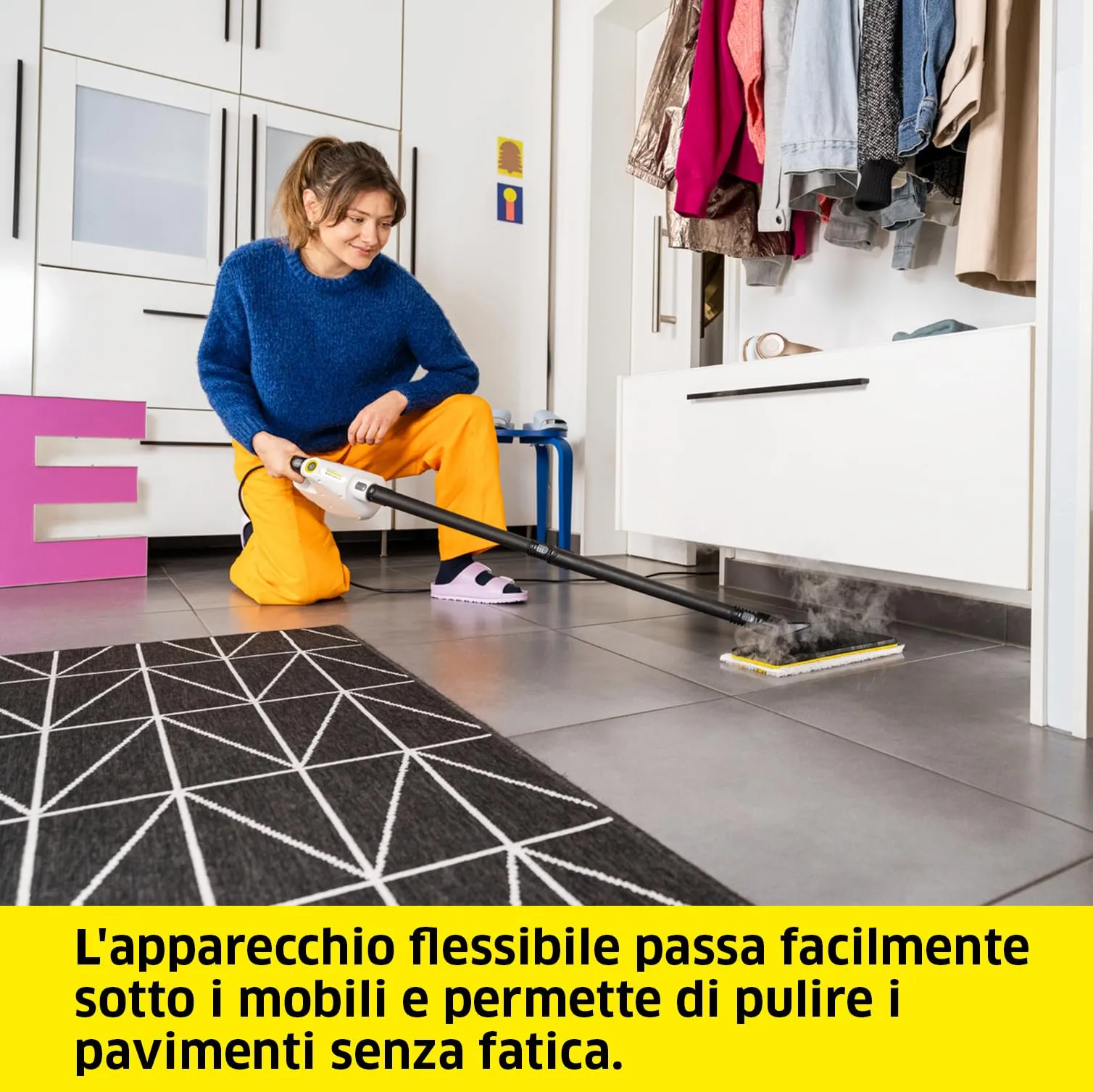KÄRCHER Pulitore a Vapore SC 1 Multi & Up, Tempo di riscaldamento: 30s, Potenza di riscaldamento: 1.300 W, rimuove fino al 99,99% di germi e batteri, superficiale: 30 m², Serbatoio: 200 ml - immagine 4