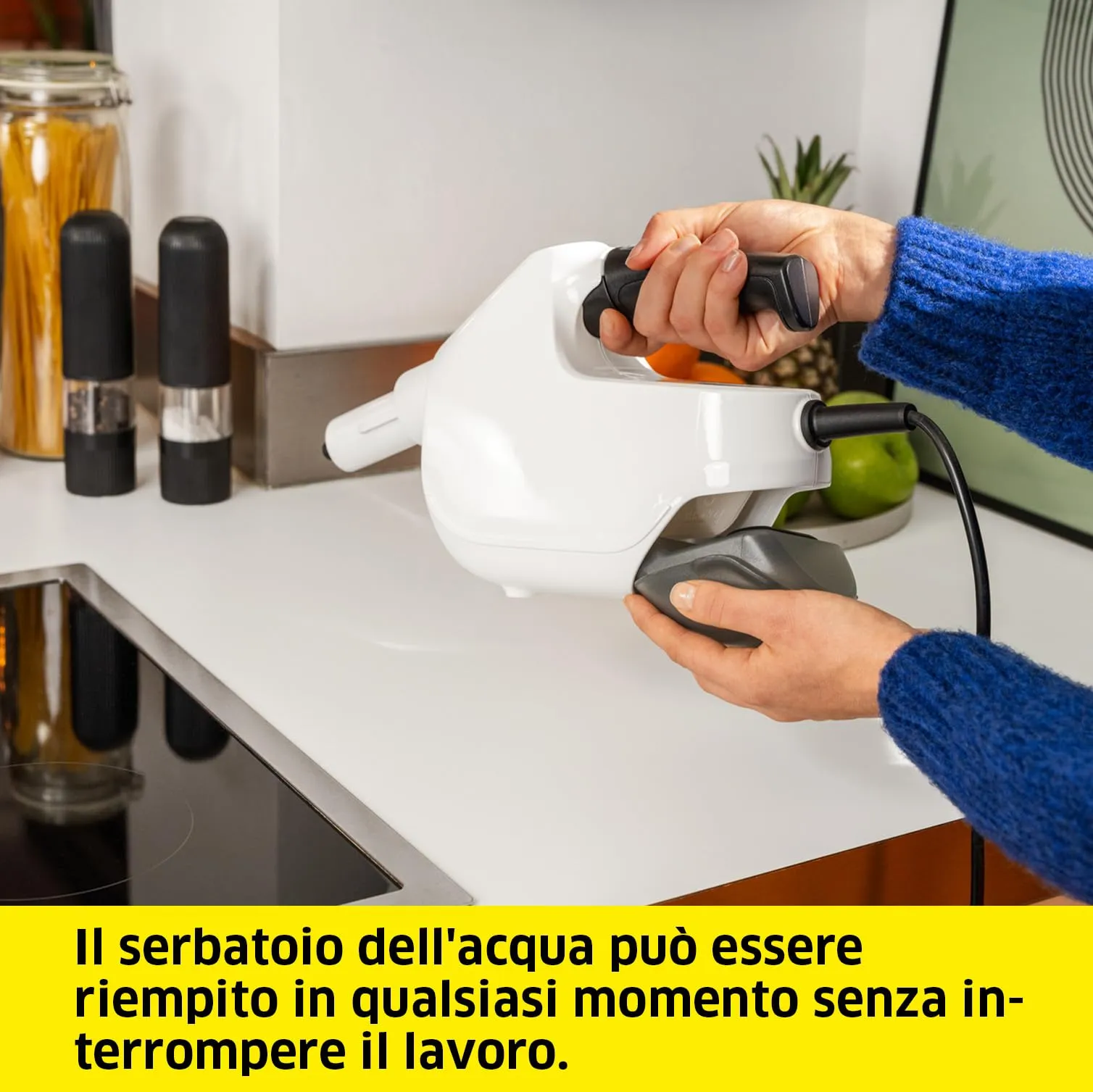 KÄRCHER Pulitore a Vapore SC 1 Multi & Up, Tempo di riscaldamento: 30s, Potenza di riscaldamento: 1.300 W, rimuove fino al 99,99% di germi e batteri, superficiale: 30 m², Serbatoio: 200 ml - immagine 6