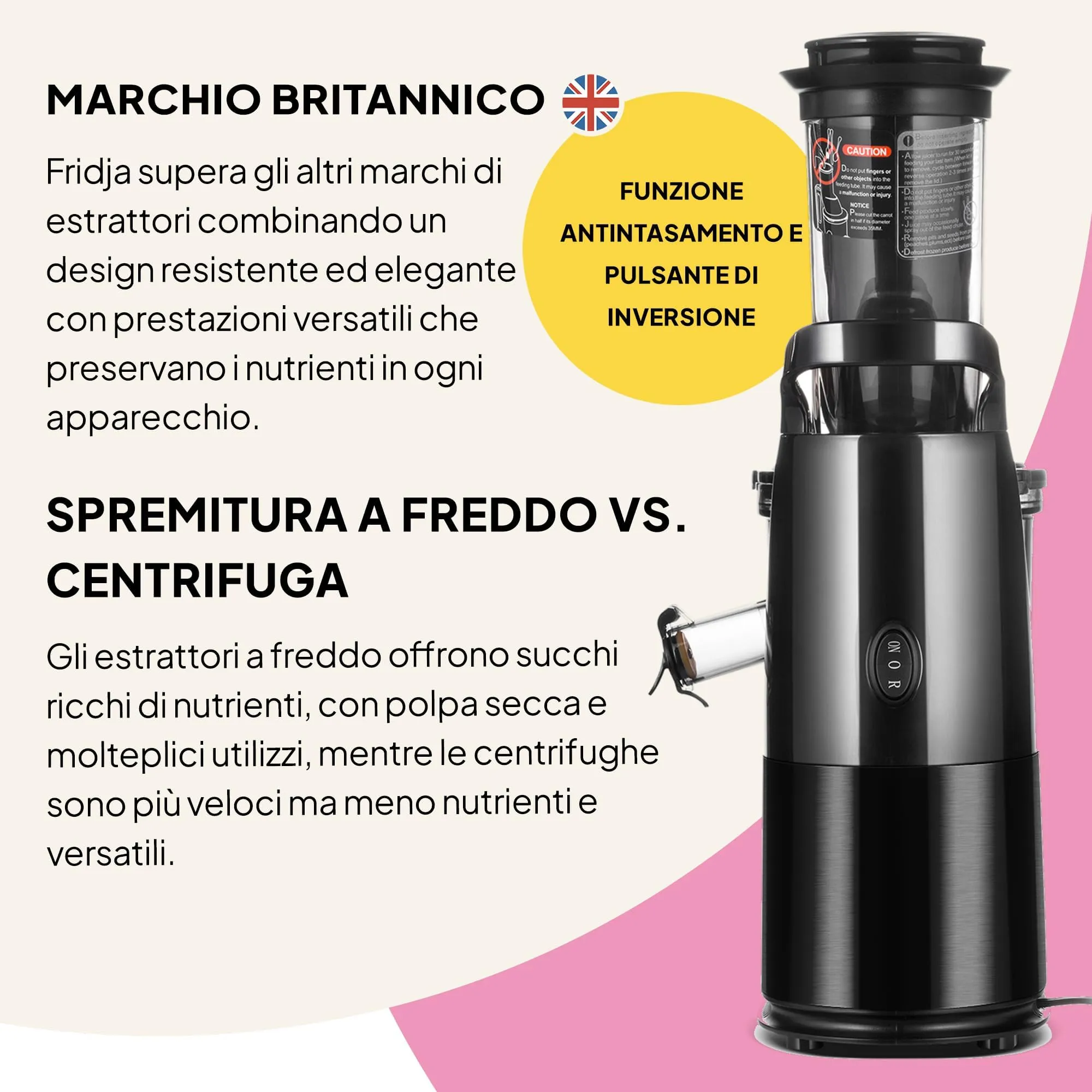 Fridja f1900 Estrattore di Succo a Freddo, 240 W, Apertura 78 mm, Senza BPA - immagine 9
