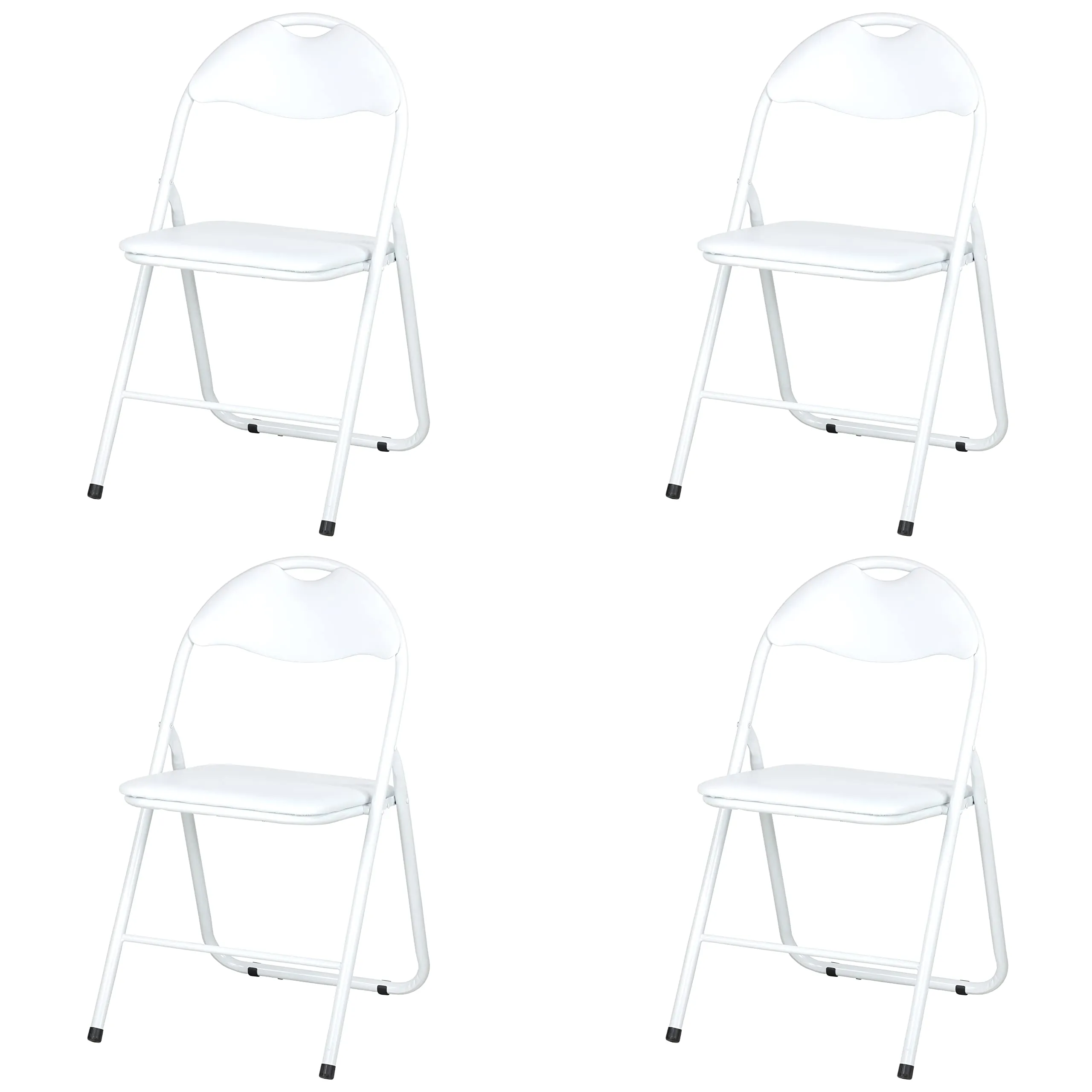 Totò Piccinni SEDIE PIEGHEVOLI comode di alta qualità in metallo, imbottite in ECOPELLE resistenti salvaspazio (Bianco/Bianco, 4) - immagine 1