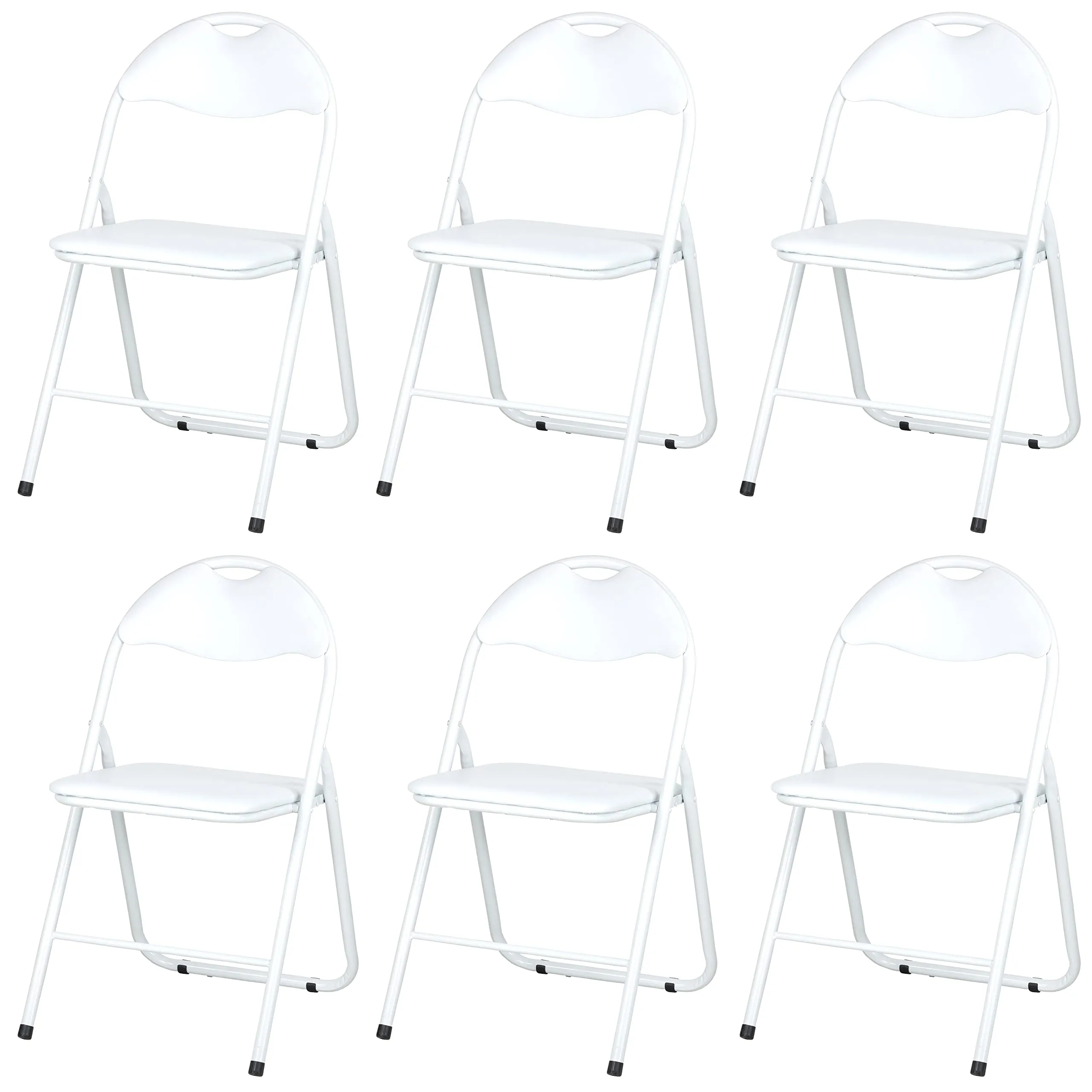 Totò Piccinni SEDIE PIEGHEVOLI comode di alta qualità in metallo, imbottite in ECOPELLE resistenti salvaspazio (Bianco/Bianco, 6) - immagine 1