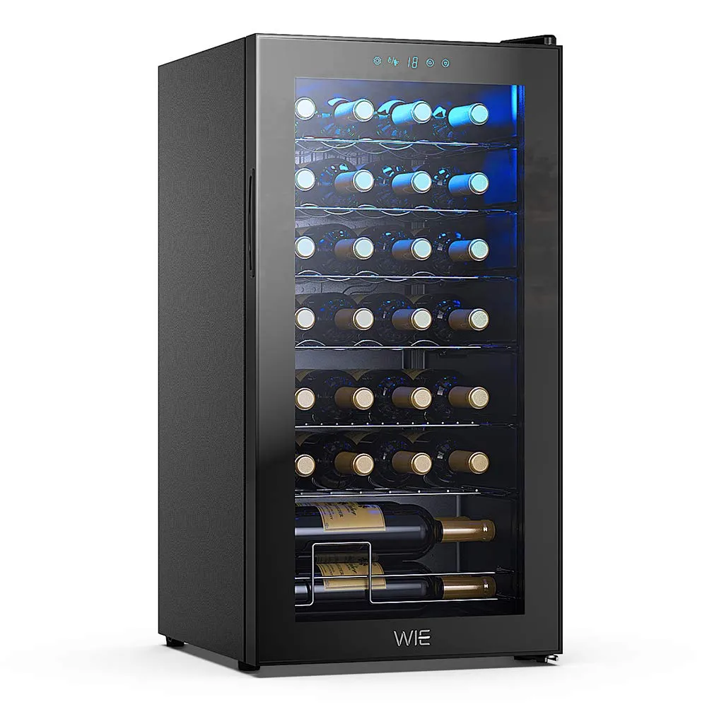 WIE Cantinetta Vino, 28 Bottiglie Cantina Vino Refrigerata, 82L Monotemperatura Cantinetta, Vetri Anti UV, Touch Control, Illuminazione LED, 5-18℃ - immagine 4