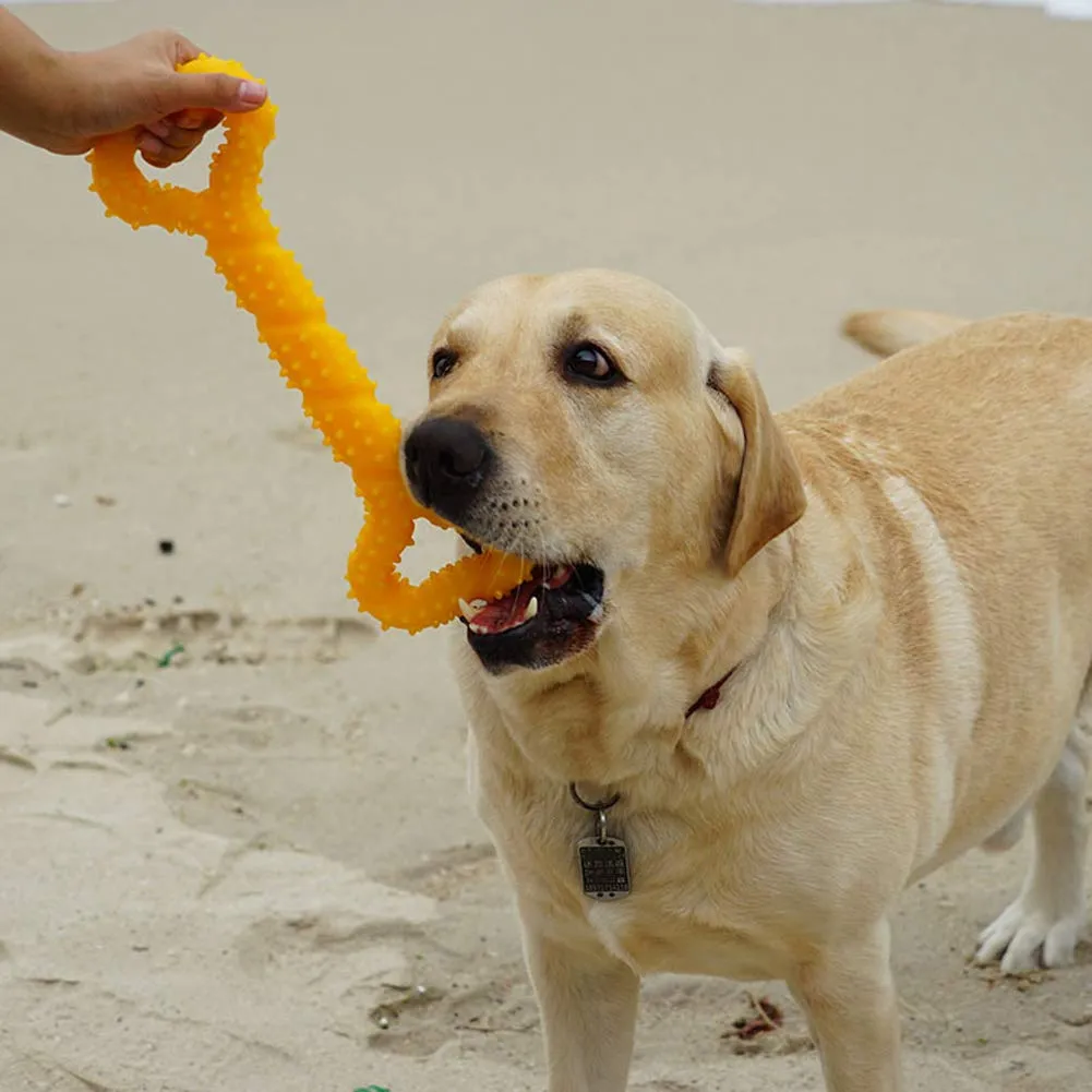 atopo Giocattoli da masticare per cani, resistenti, 33 cm, a forma di osso, giocattolo da masticare con design convesso, forte giocattolo per masticatori aggressivi, cani di taglia media e grande per - immagine 2