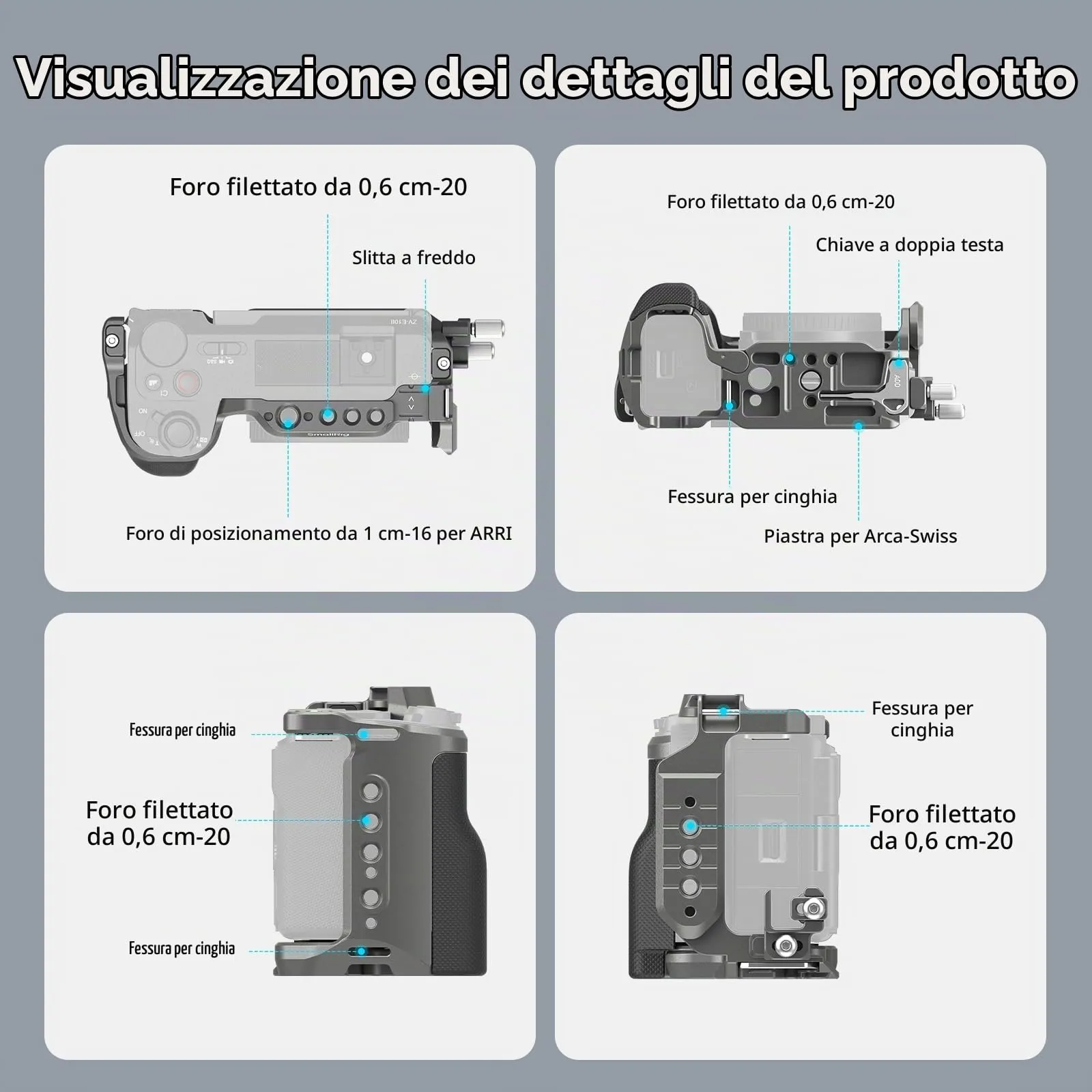 SMALLRIG ZV-E10 II HawkLock Cage Kit con Morsetto HDMI - 4949 - immagine 2