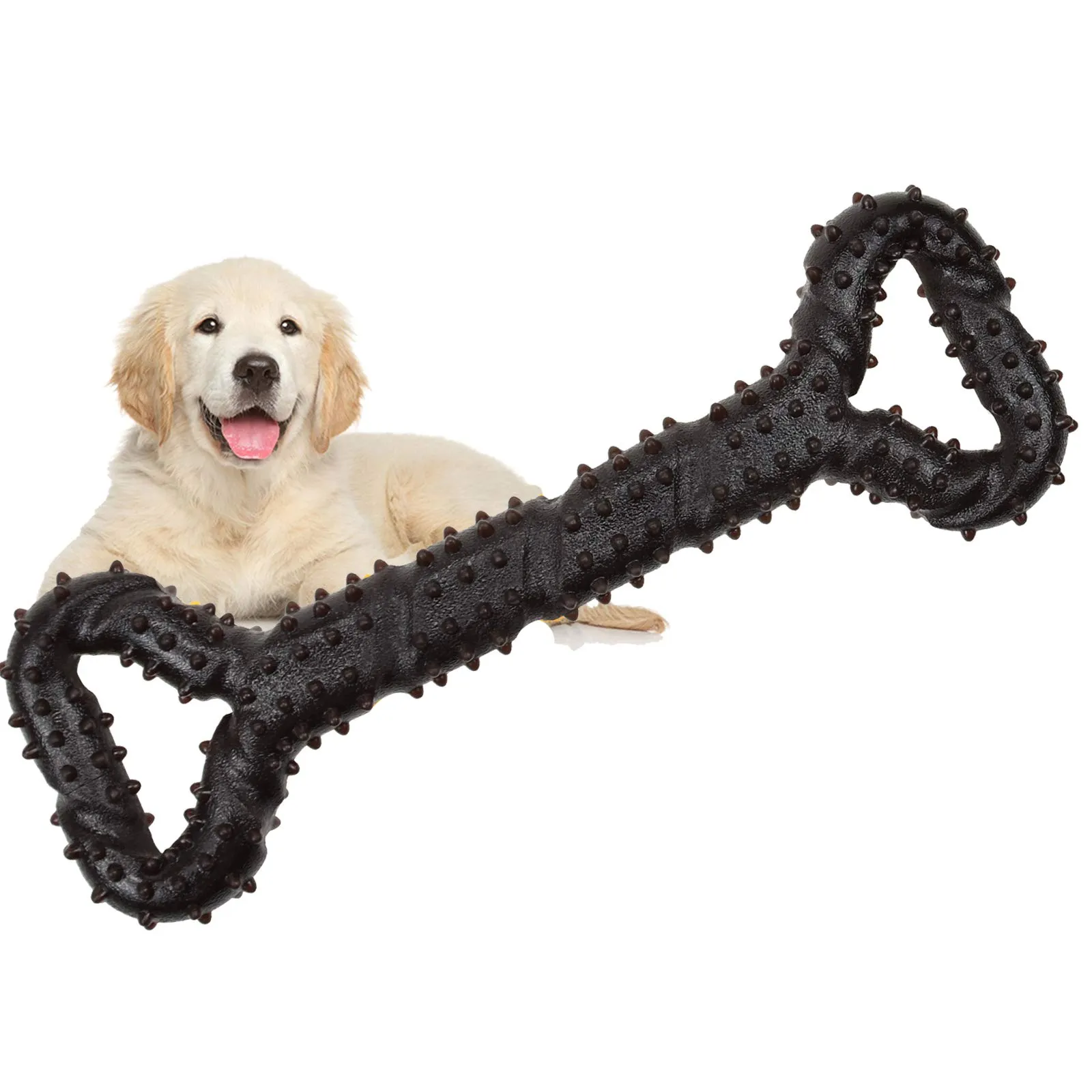 atopo Giochi da masticare resistenti per cani grandi 13 pollice Forma dell'osso Giocattoli per cani con Design convesso duri giochi interattivi per per cani piccoli e grandi - immagine 1
