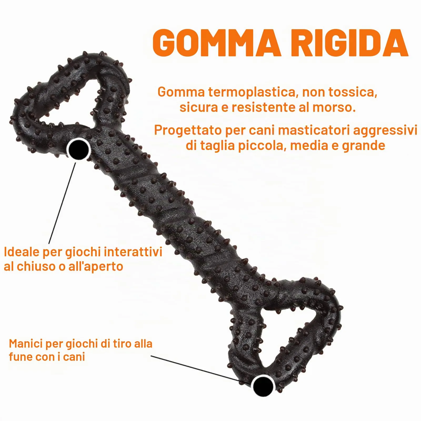 atopo Giochi da masticare resistenti per cani grandi 13 pollice Forma dell'osso Giocattoli per cani con Design convesso duri giochi interattivi per per cani piccoli e grandi - immagine 3