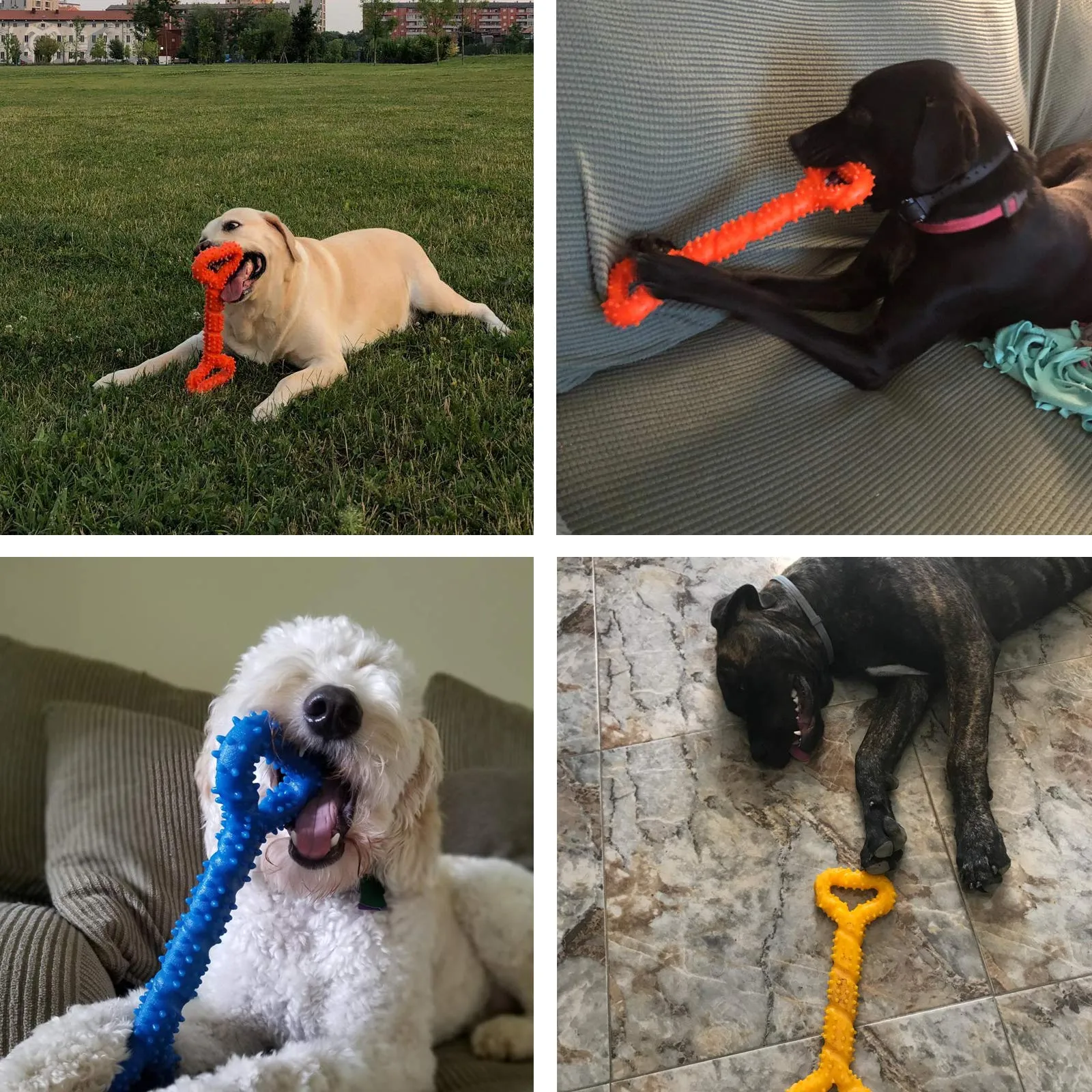 atopo Giochi da masticare resistenti per cani grandi 13 pollice Forma dell'osso Giocattoli per cani con Design convesso duri giochi interattivi per per cani piccoli e grandi - immagine 6