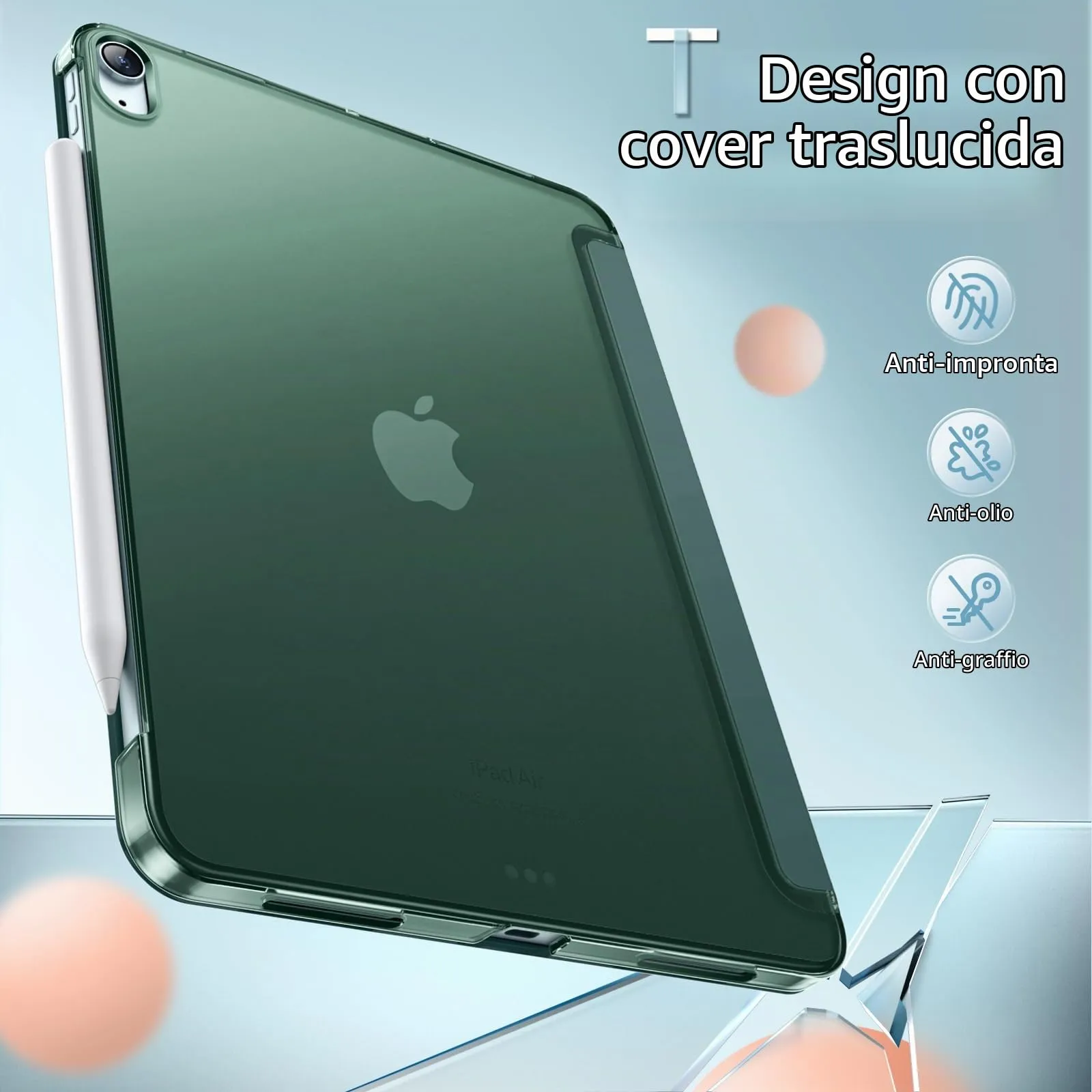 JETech Custodia per iPad Air 11" M4/M3/M2 & Air 5/4, Verde Nebbioso - immagine 4