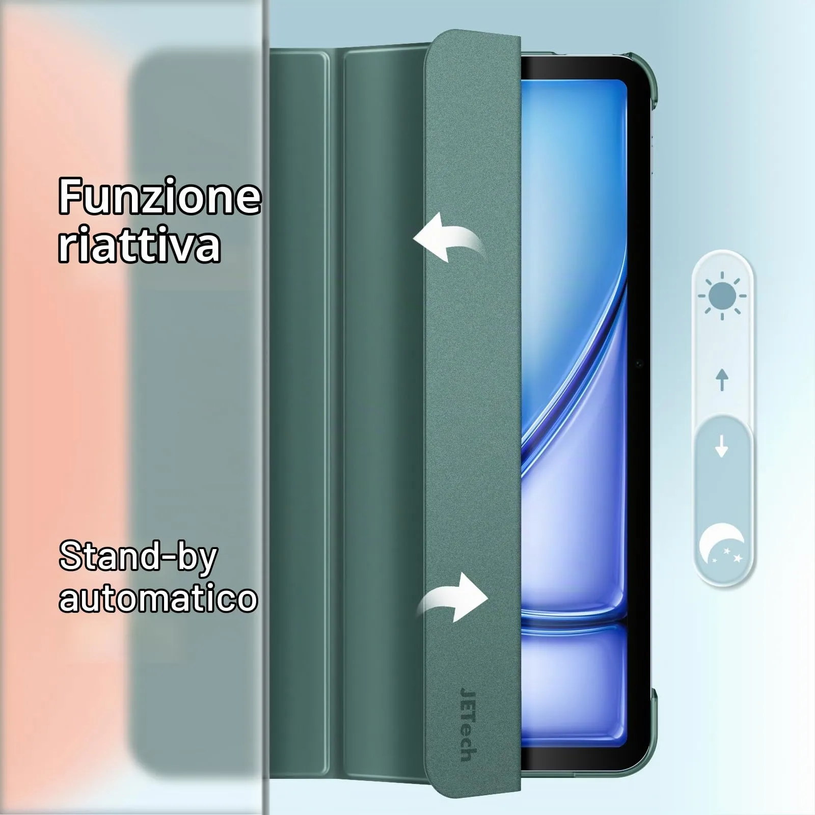 JETech Custodia per iPad Air 11" M4/M3/M2 & Air 5/4, Verde Nebbioso - immagine 6