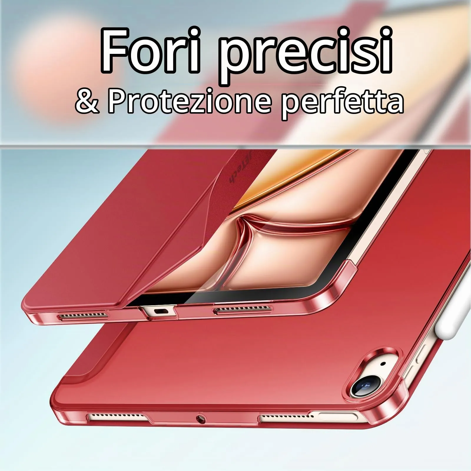 JETech Custodia per iPad Air 11" M4/M3/M2 & Air 5/4, Rosso - immagine 3