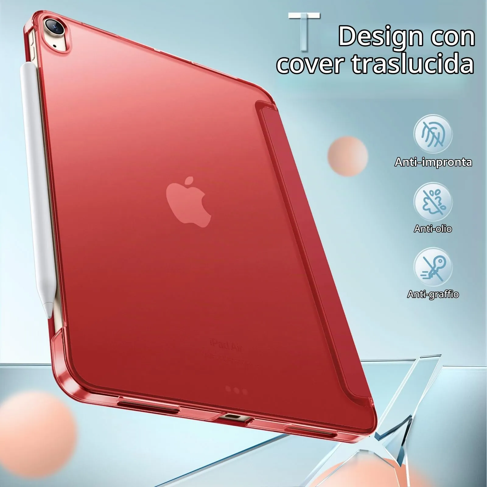 JETech Custodia per iPad Air 11" M4/M3/M2 & Air 5/4, Rosso - immagine 4