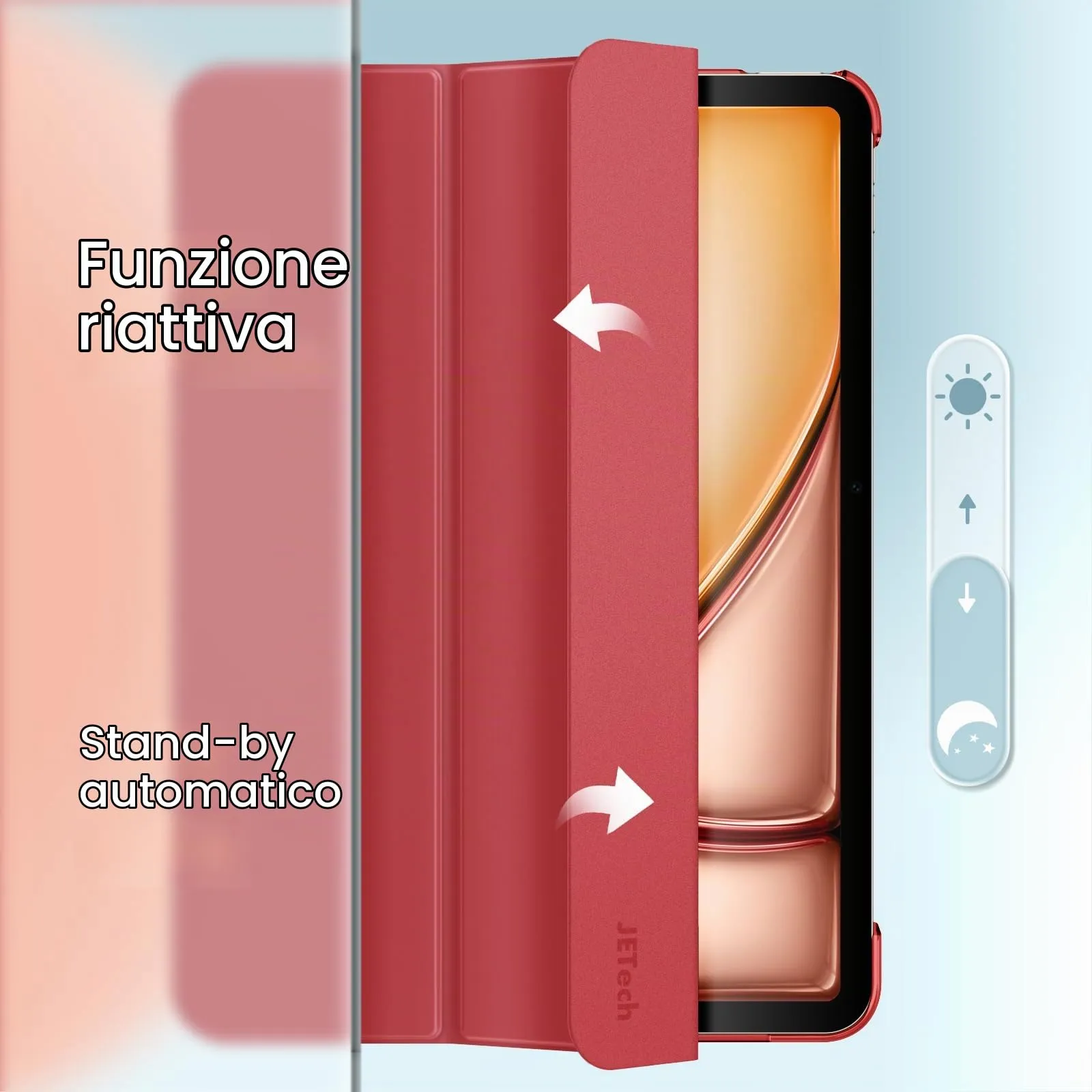 JETech Custodia per iPad Air 11" M4/M3/M2 & Air 5/4, Rosso - immagine 6