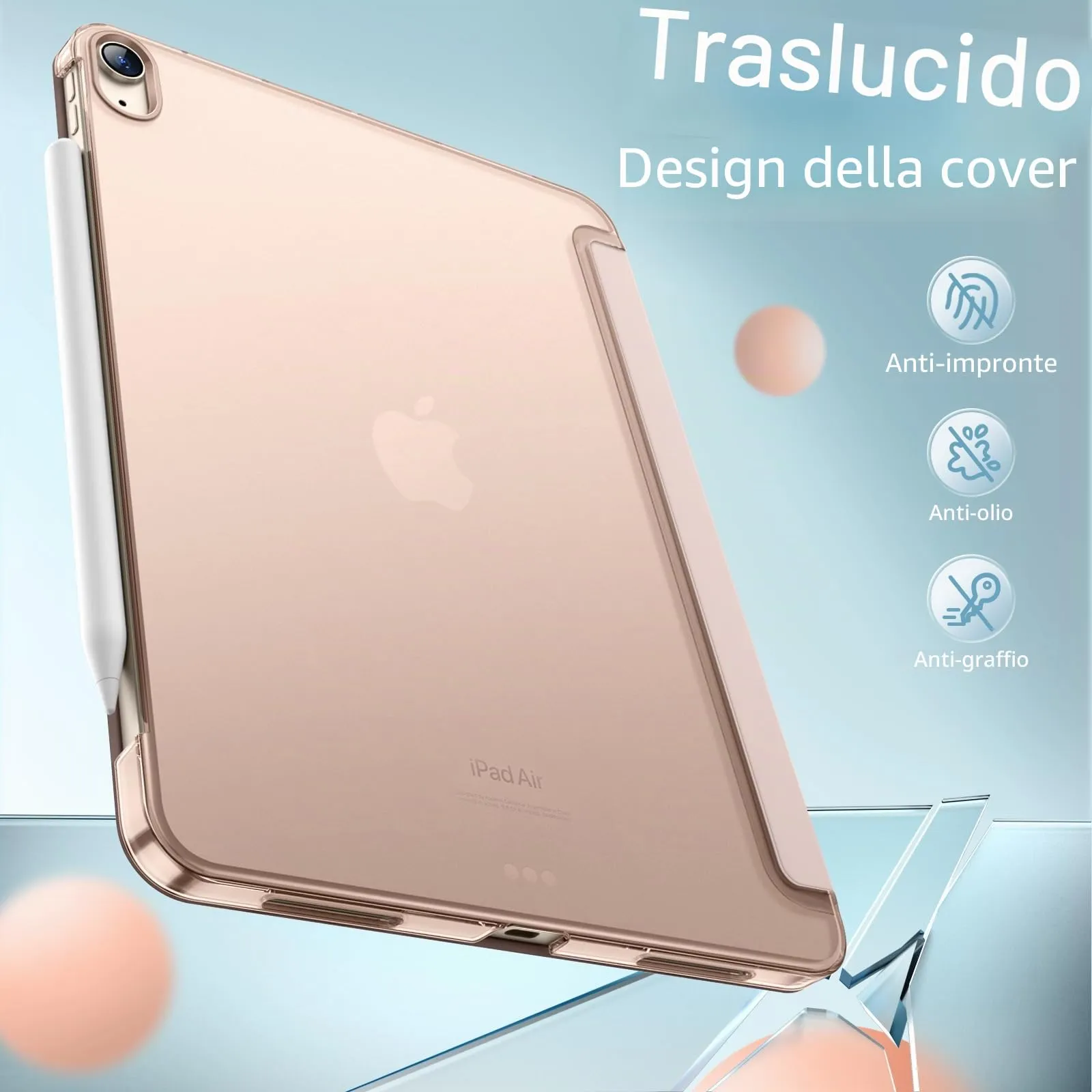 JETech Custodia per iPad Air 11" M4/M3/M2 & Air 5/4, Oro Rosa - immagine 4