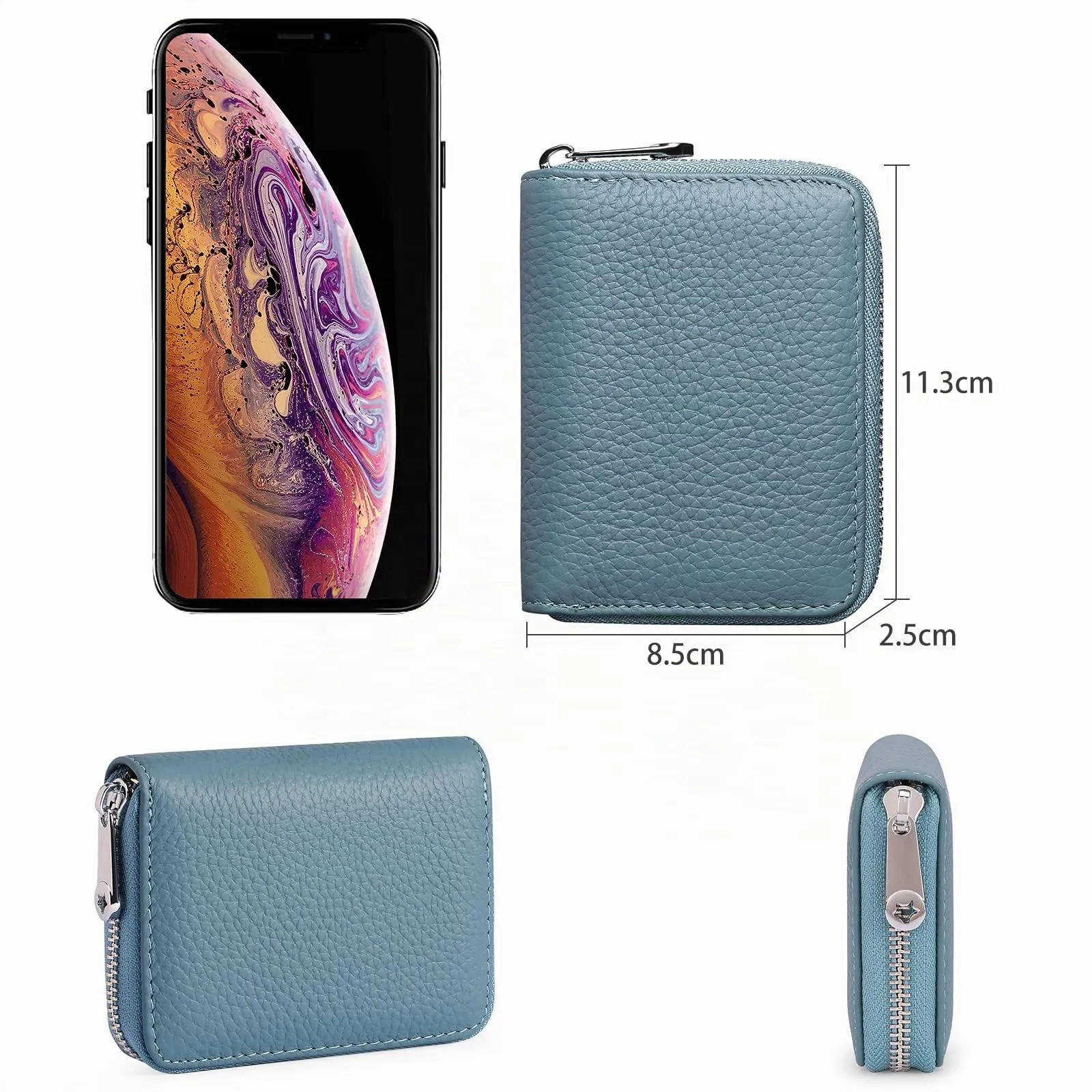 SENDEFN Portafogli da donna in vera Pelle, Cerniera Portamonete donna piccoli con cerniere, RFID Blocking Porta Carte di Credito, Pochette Piccolo - immagine 8