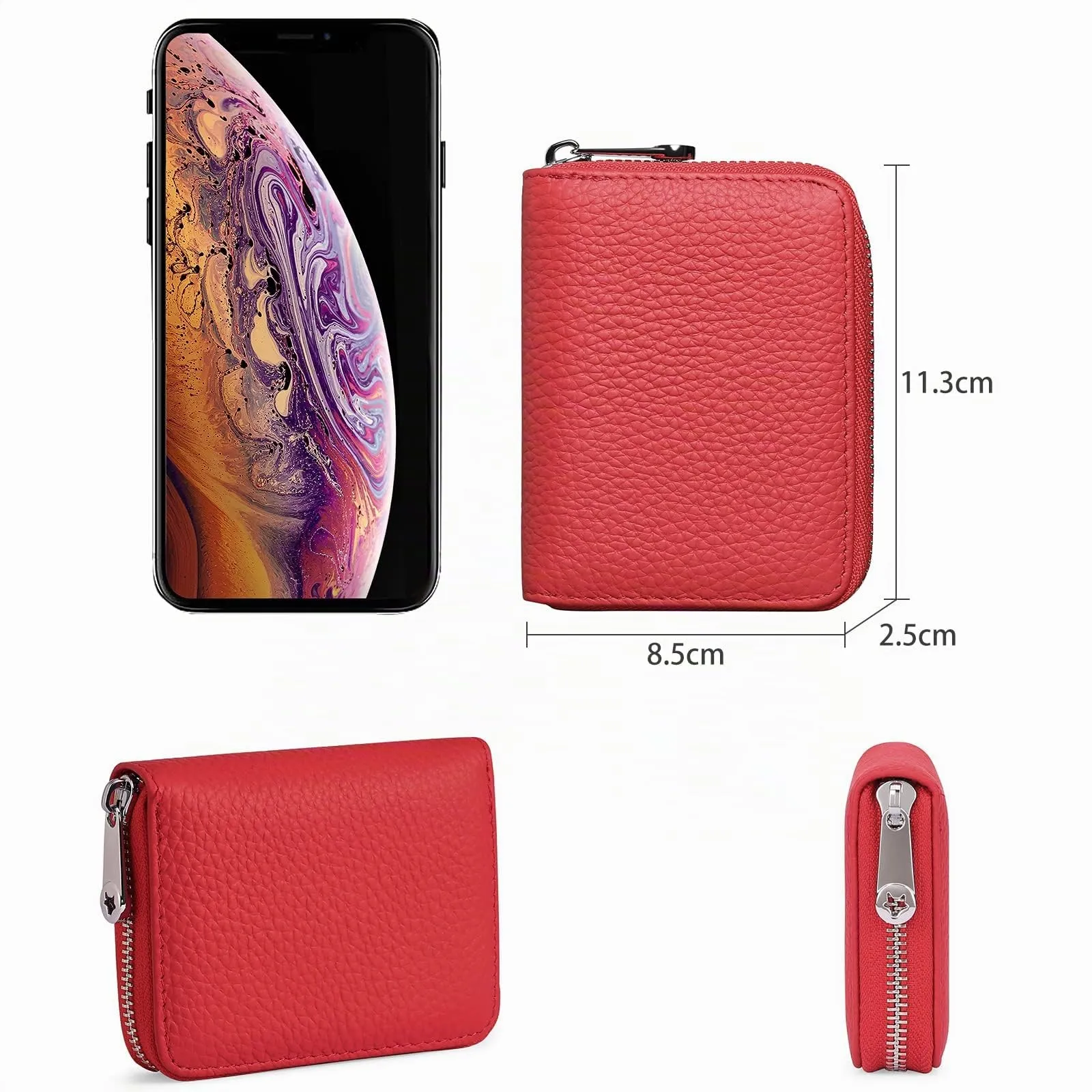 SENDEFN Portafogli da Donna in Pelle Vegan, Cerniera Portamonete Donna piccoli con Cerniere, RFID Blocking Porta Carte di Credito, Pochette Piccolo - immagine 3