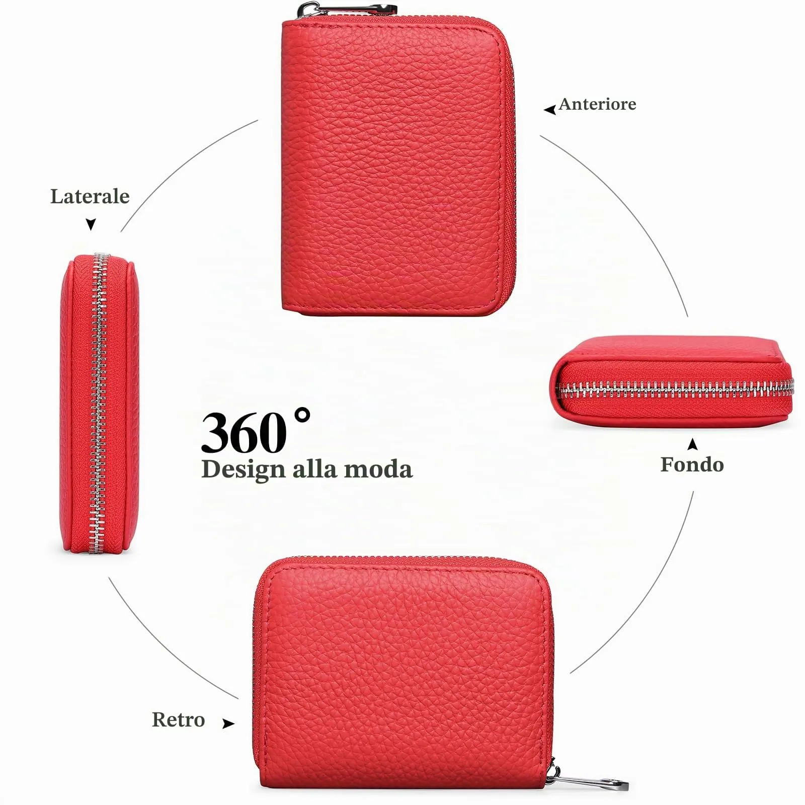 SENDEFN Portafogli da Donna in Pelle Vegan, Cerniera Portamonete Donna piccoli con Cerniere, RFID Blocking Porta Carte di Credito, Pochette Piccolo - immagine 4