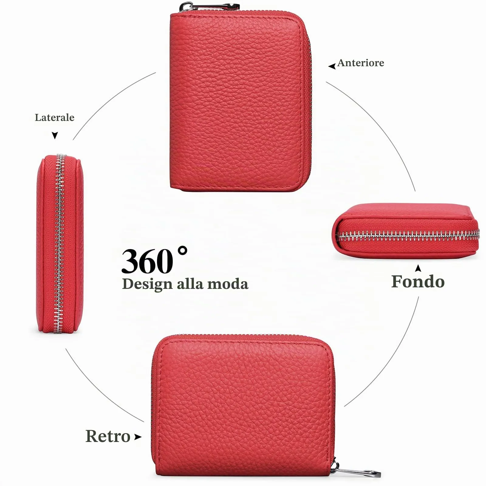 SENDEFN Portafogli da Donna in Pelle Vegan, Cerniera Portamonete Donna piccoli con Cerniere, RFID Blocking Porta Carte di Credito, Pochette Piccolo - immagine 7