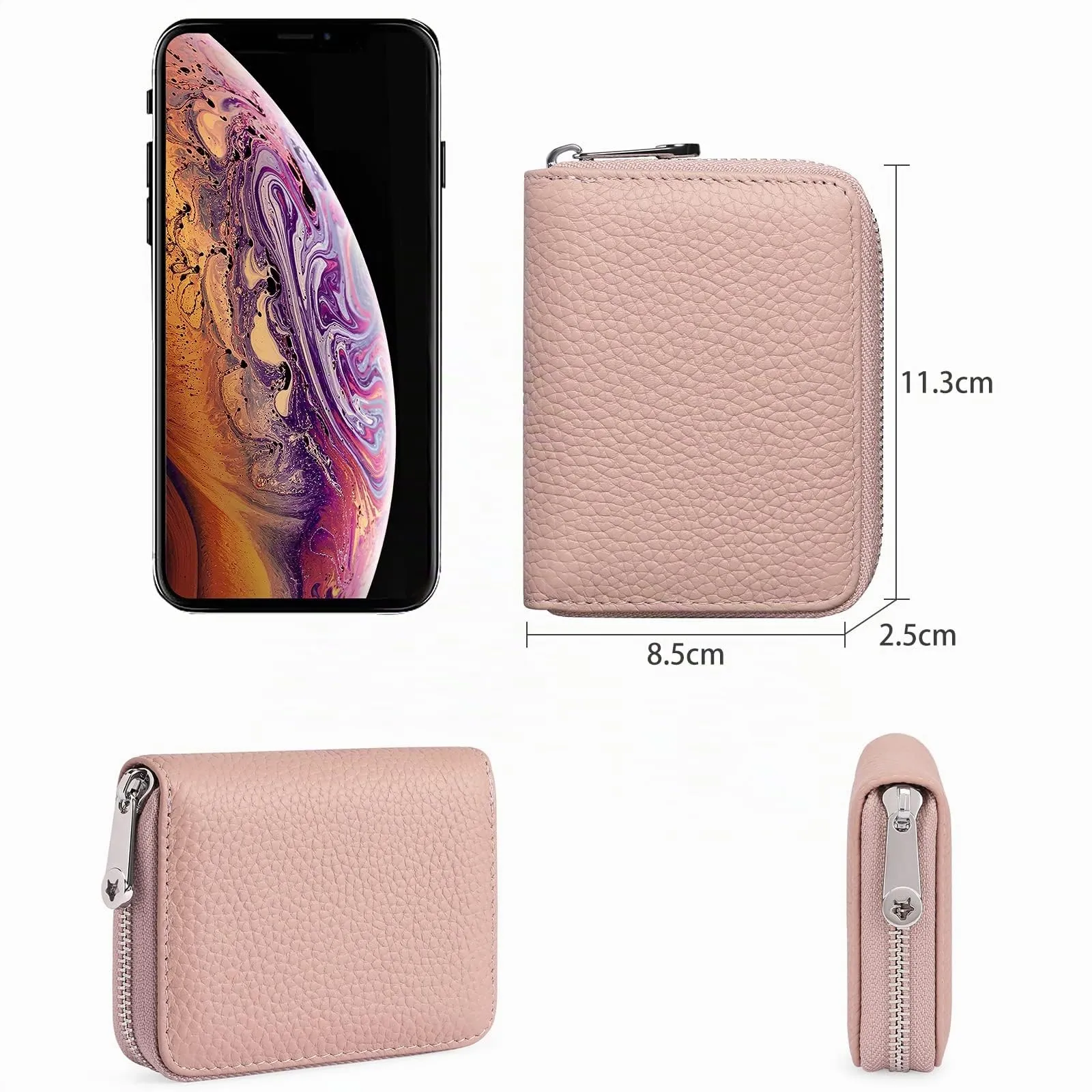 SENDEFN Portafogli da Donna in Pelle Vegan, Cerniera Portamonete Donna piccoli con Cerniere, RFID Blocking Porta Carte di Credito, Pochette Piccolo - immagine 5