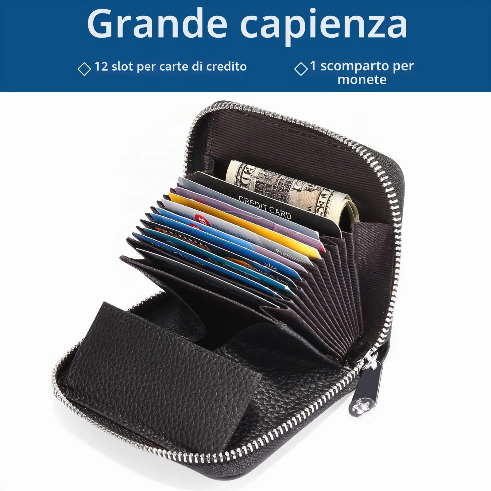 SENDEFN Portafogli da donna in vera Pelle, Cerniera Portamonete donna piccoli con cerniere, RFID Blocking Porta Carte di Credito, Pochette Piccolo - immagine 5