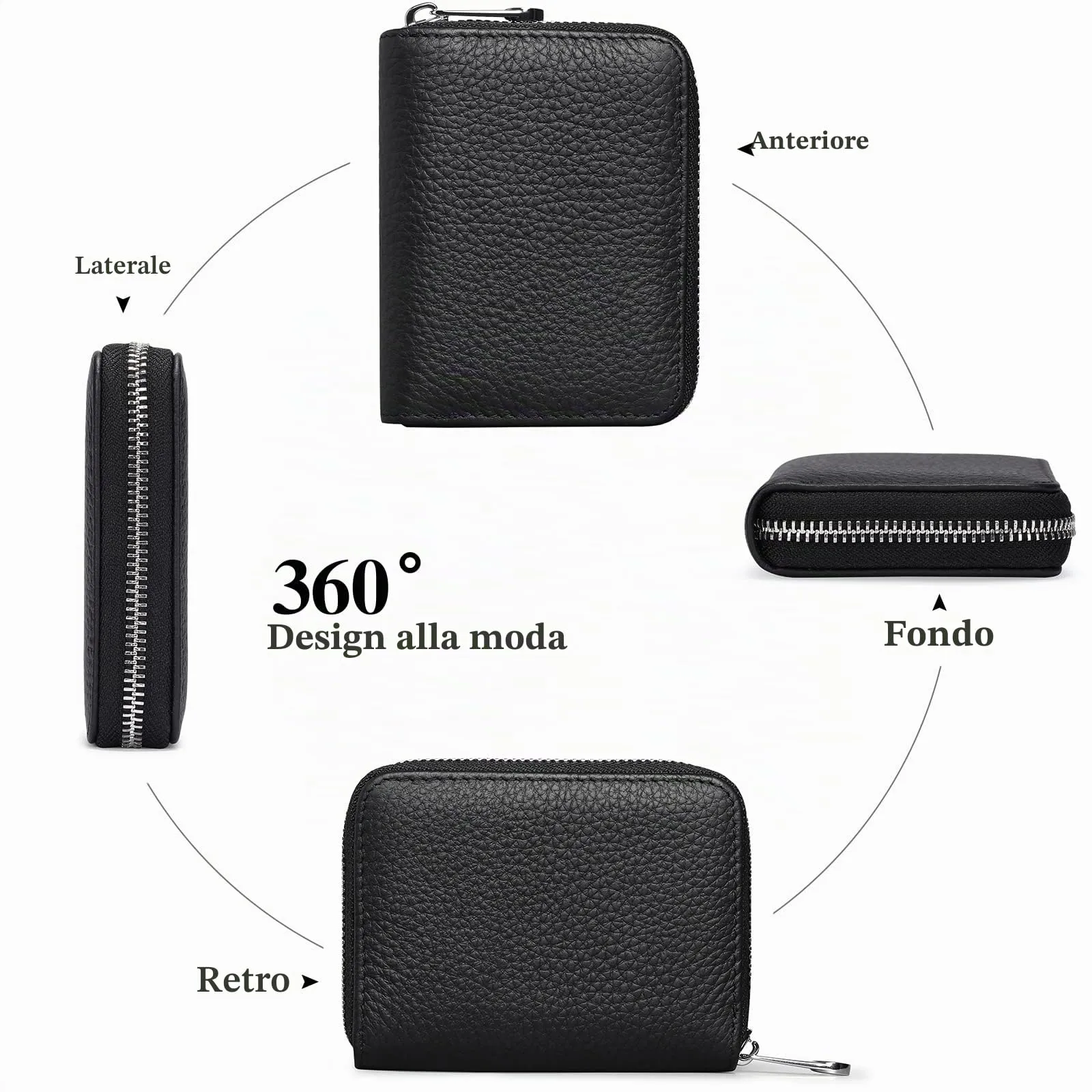 SENDEFN Portafogli da donna in vera Pelle, Cerniera Portamonete donna piccoli con cerniere, RFID Blocking Porta Carte di Credito, Pochette Piccolo - immagine 7