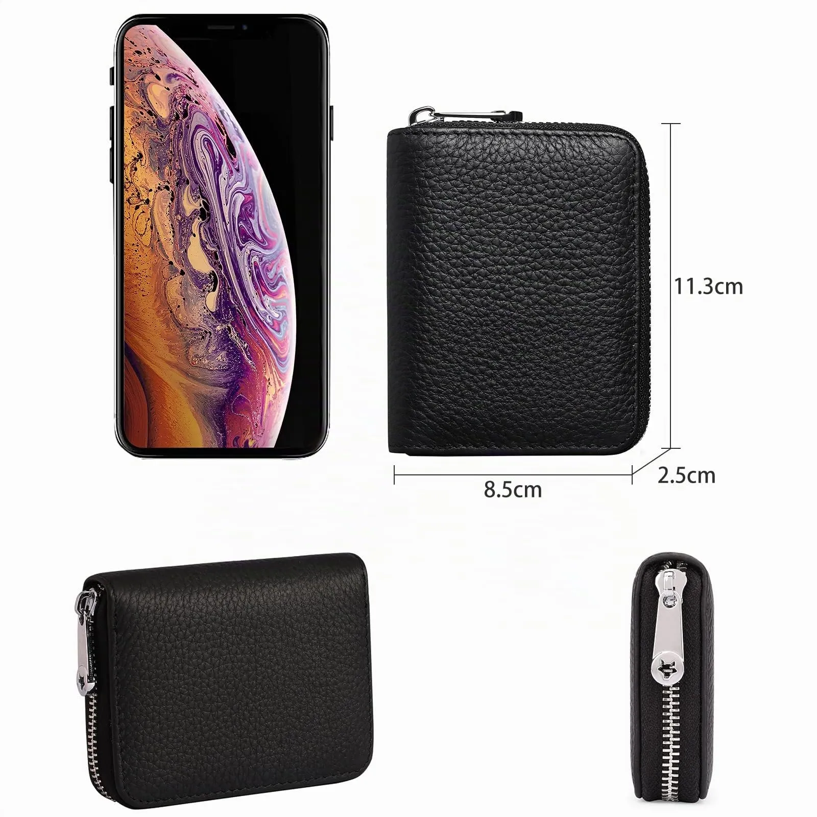 SENDEFN Portafogli da donna in vera Pelle, Cerniera Portamonete donna piccoli con cerniere, RFID Blocking Porta Carte di Credito, Pochette Piccolo - immagine 8