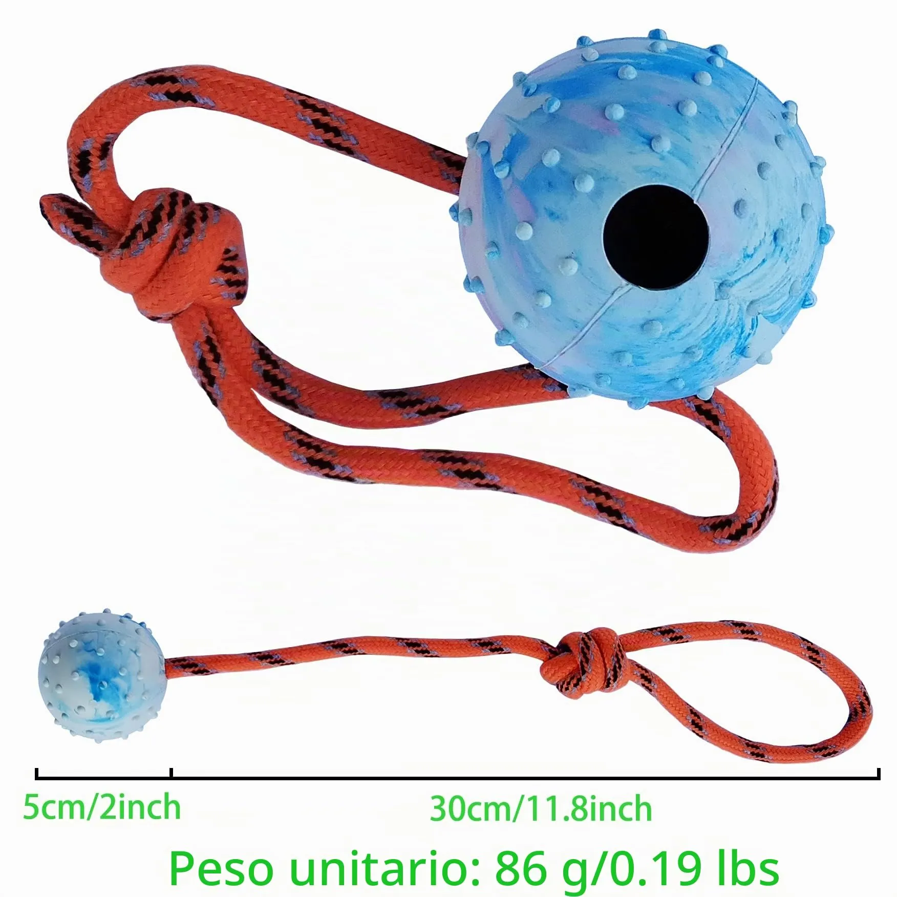 MMSGA Palla per Cane con Corda,Palla da Addestramento Cani e Catti,Palla Cava in Gomma Naturale Per Catturare - immagine 2