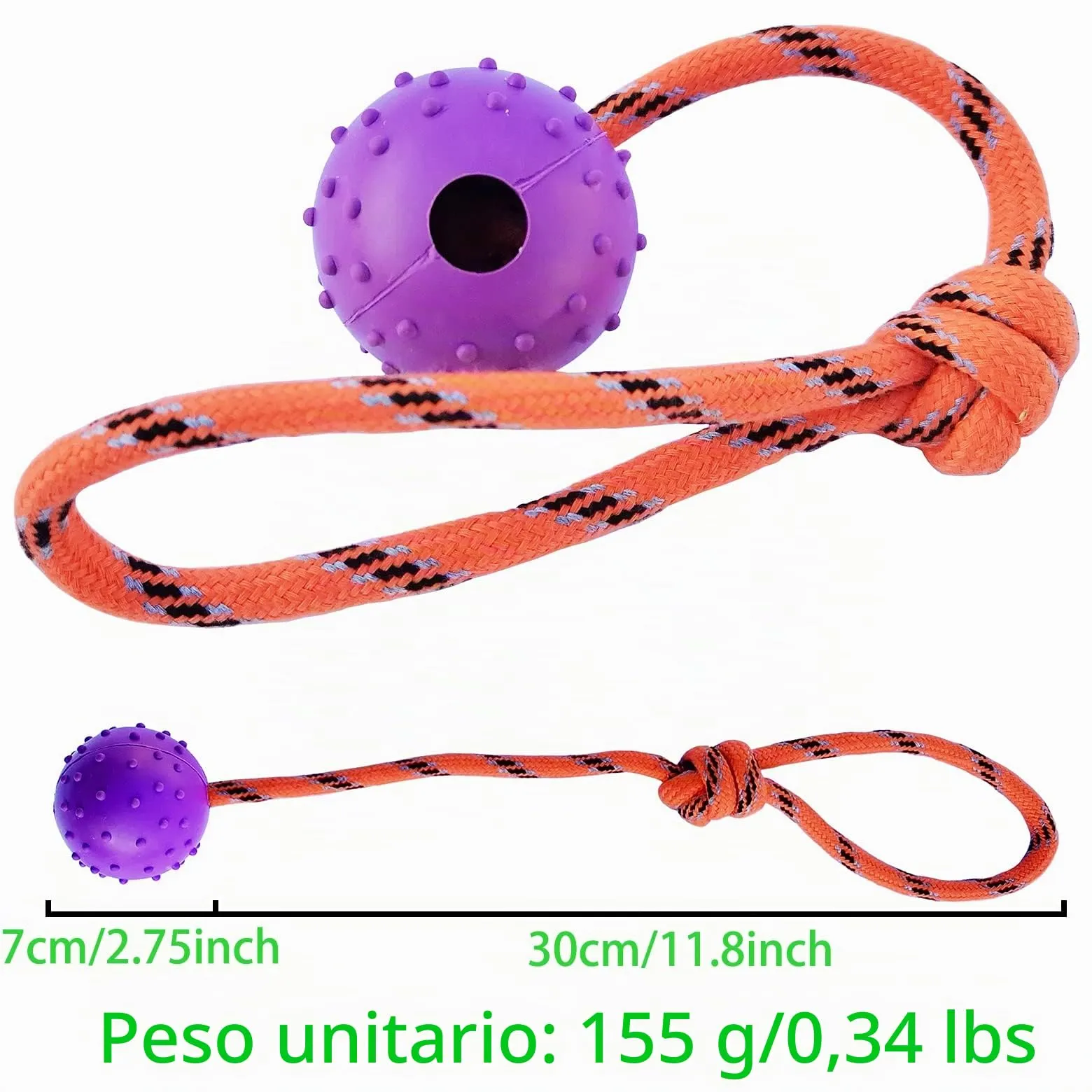 MMSGA Palla per Cane con Corda - Addestramento Cani e Gatti, Cava in Gomma Naturale per Catturare - immagine 2