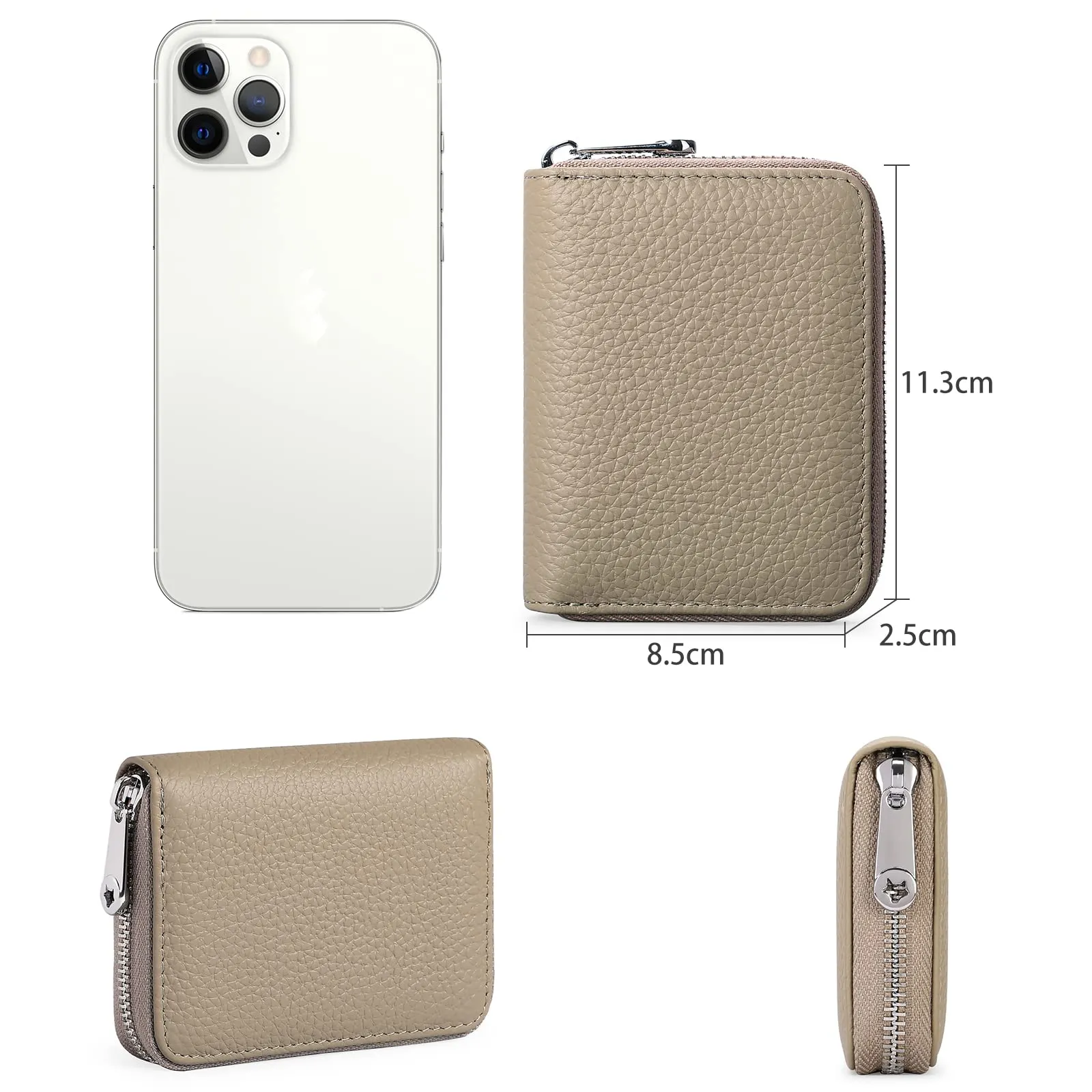 SENDEFN Portafogli da donna in vera Pelle, Cerniera Portamonete donna piccoli con cerniere, RFID Blocking Porta Carte di Credito, Pochette Piccolo - immagine 3