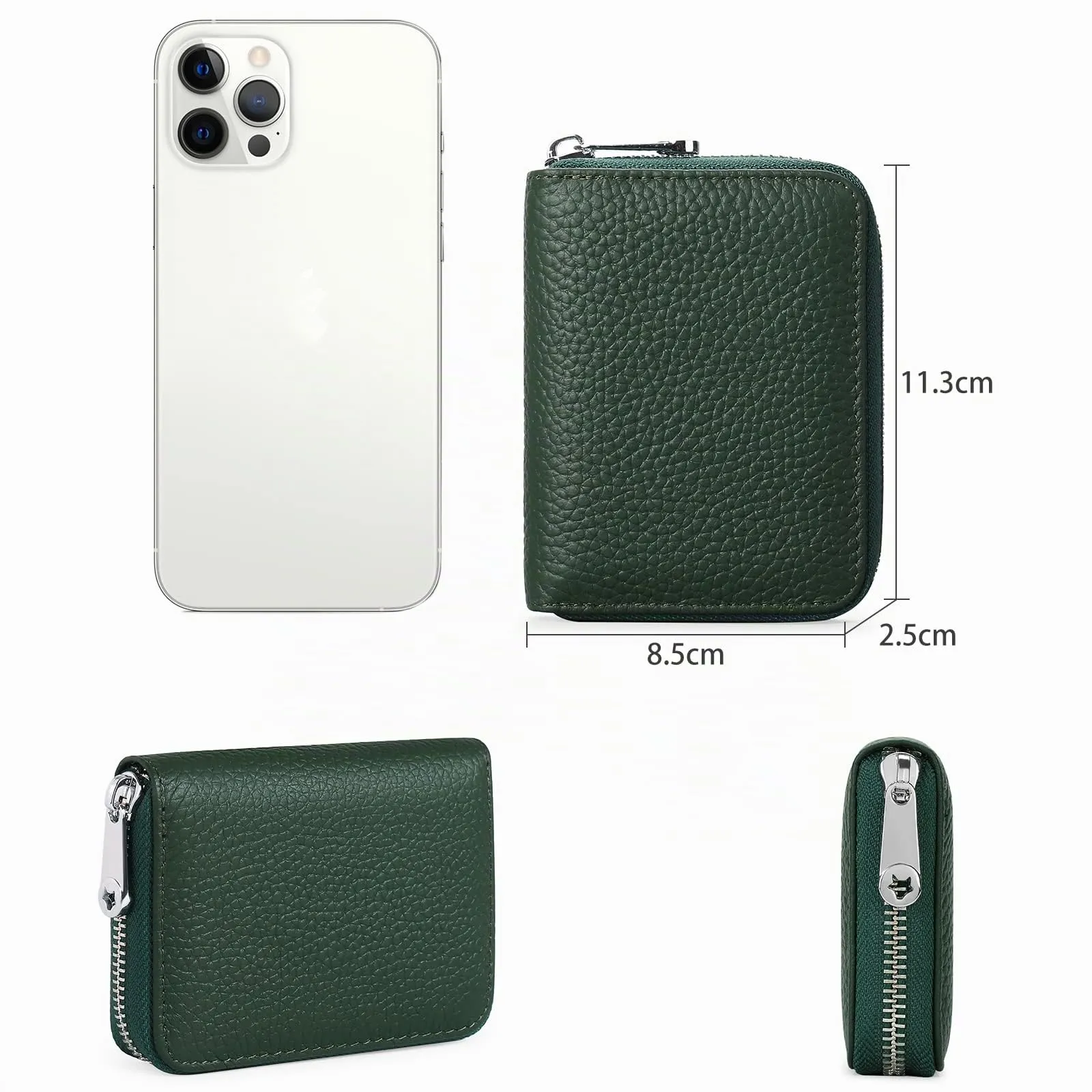 SENDEFN Portafogli da donna in vera Pelle, Cerniera Portamonete donna piccoli con cerniere, RFID Blocking Porta Carte di Credito, Pochette Piccolo - immagine 8