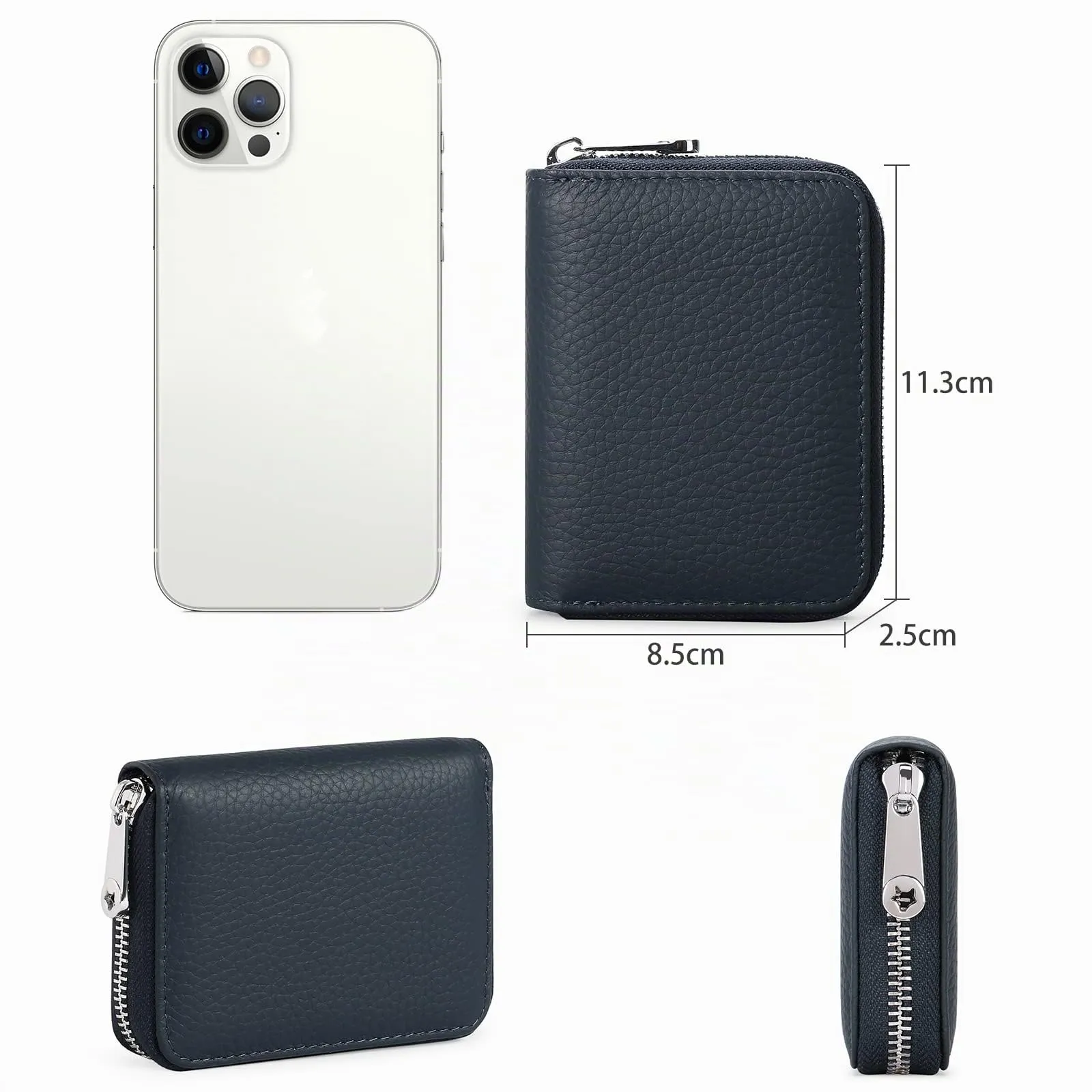 SENDEFN Portafogli da donna in vera Pelle, Cerniera Portamonete donna piccoli con cerniere, RFID Blocking Porta Carte di Credito, Pochette Piccolo - immagine 3