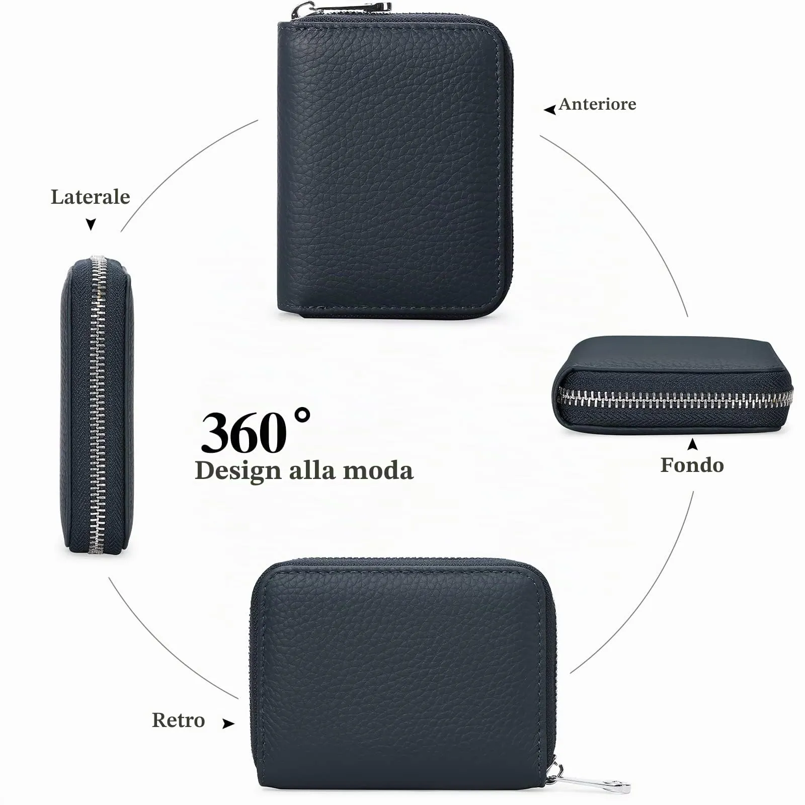 SENDEFN Portafogli da donna in vera Pelle, Cerniera Portamonete donna piccoli con cerniere, RFID Blocking Porta Carte di Credito, Pochette Piccolo - immagine 7