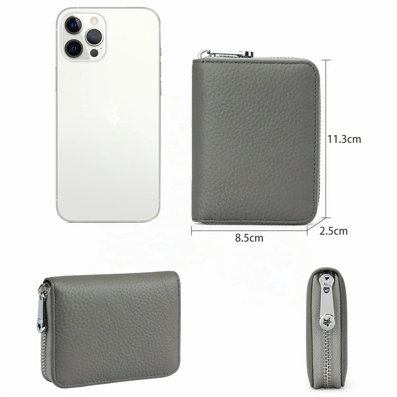 SENDEFN Portafogli da donna in vera Pelle, Cerniera Portamonete donna piccoli con cerniere, RFID Blocking Porta Carte di Credito, Pochette Piccolo - immagine 3