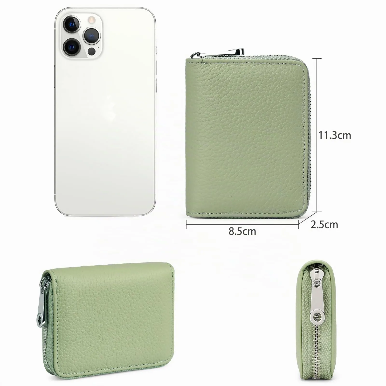 SENDEFN Portafogli da donna in vera Pelle, Cerniera Portamonete donna piccoli con cerniere, RFID Blocking Porta Carte di Credito, Pochette Piccolo - immagine 3