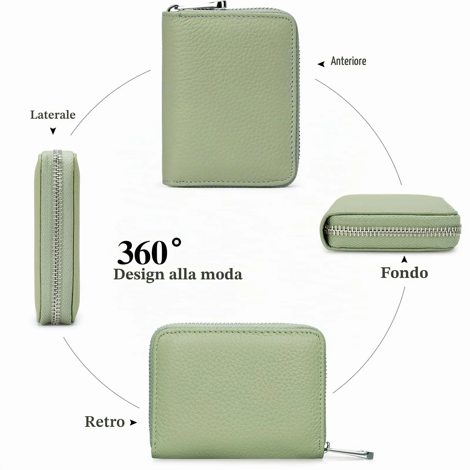 SENDEFN Portafogli da donna in vera Pelle, Cerniera Portamonete donna piccoli con cerniere, RFID Blocking Porta Carte di Credito, Pochette Piccolo - immagine 7
