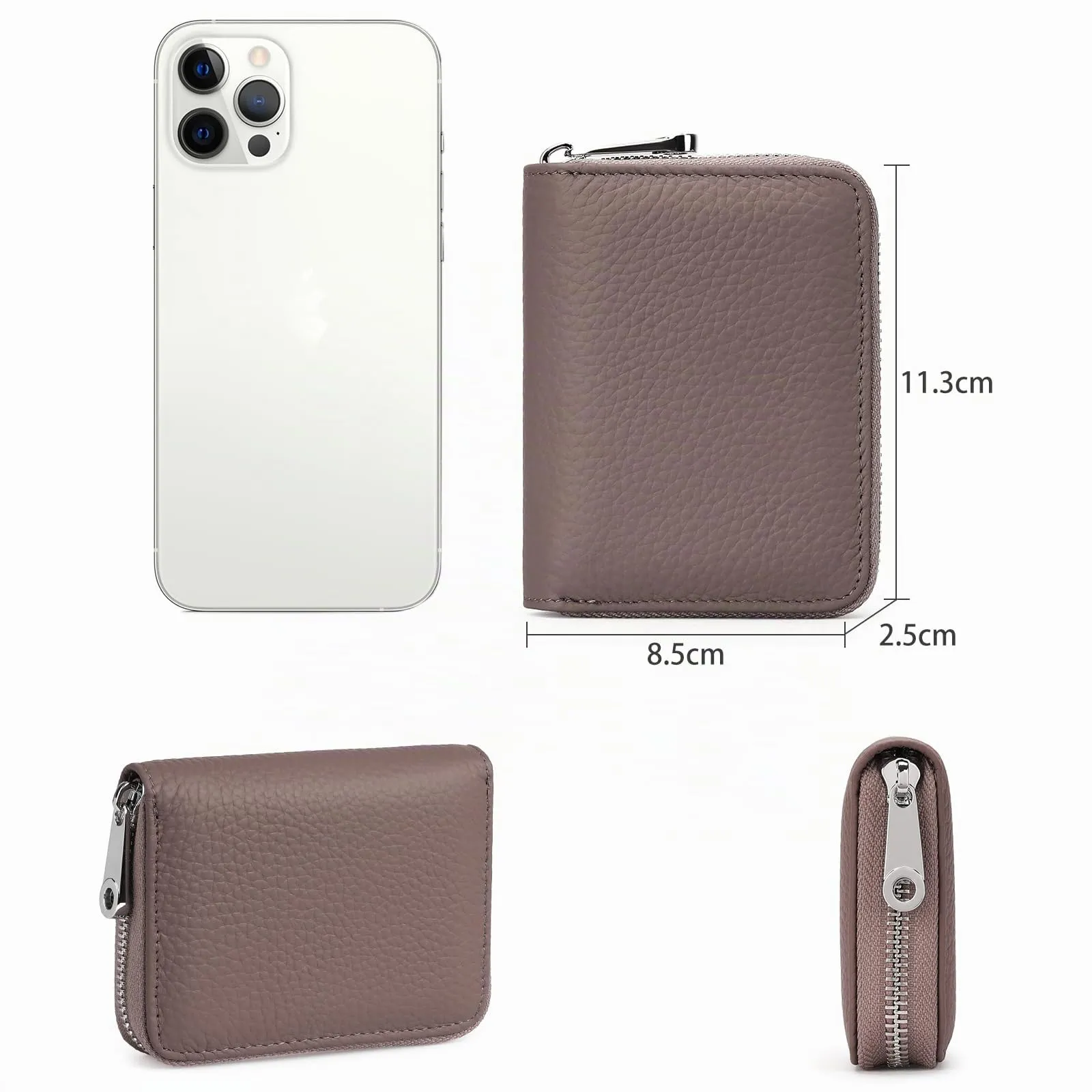 SENDEFN Portafogli da donna in vera Pelle, Cerniera Portamonete donna piccoli con cerniere, RFID Blocking Porta Carte di Credito, Pochette Piccolo - immagine 3