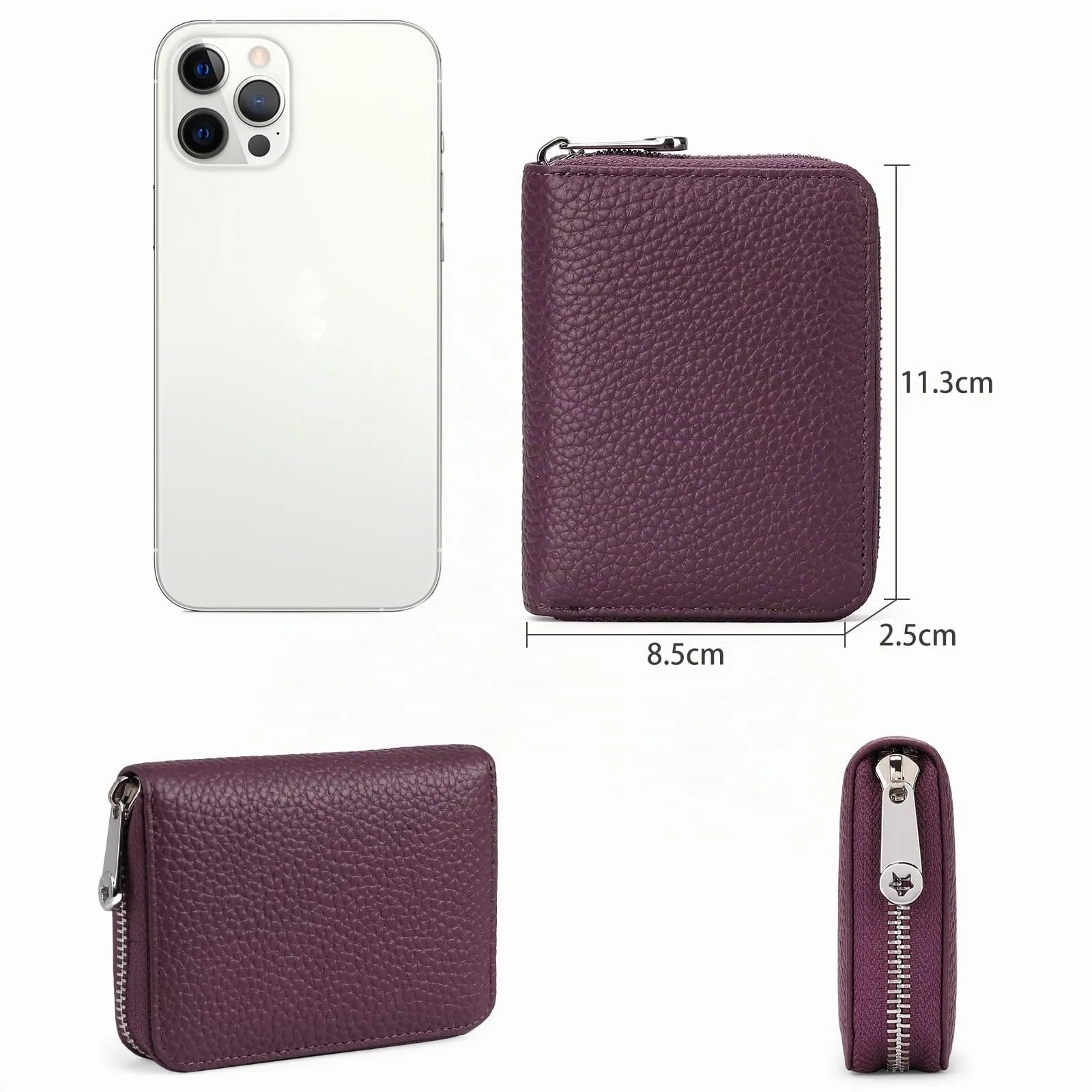 SENDEFN Portafogli da donna in vera Pelle, Cerniera Portamonete donna piccoli con cerniere, RFID Blocking Porta Carte di Credito, Pochette Piccolo - immagine 8