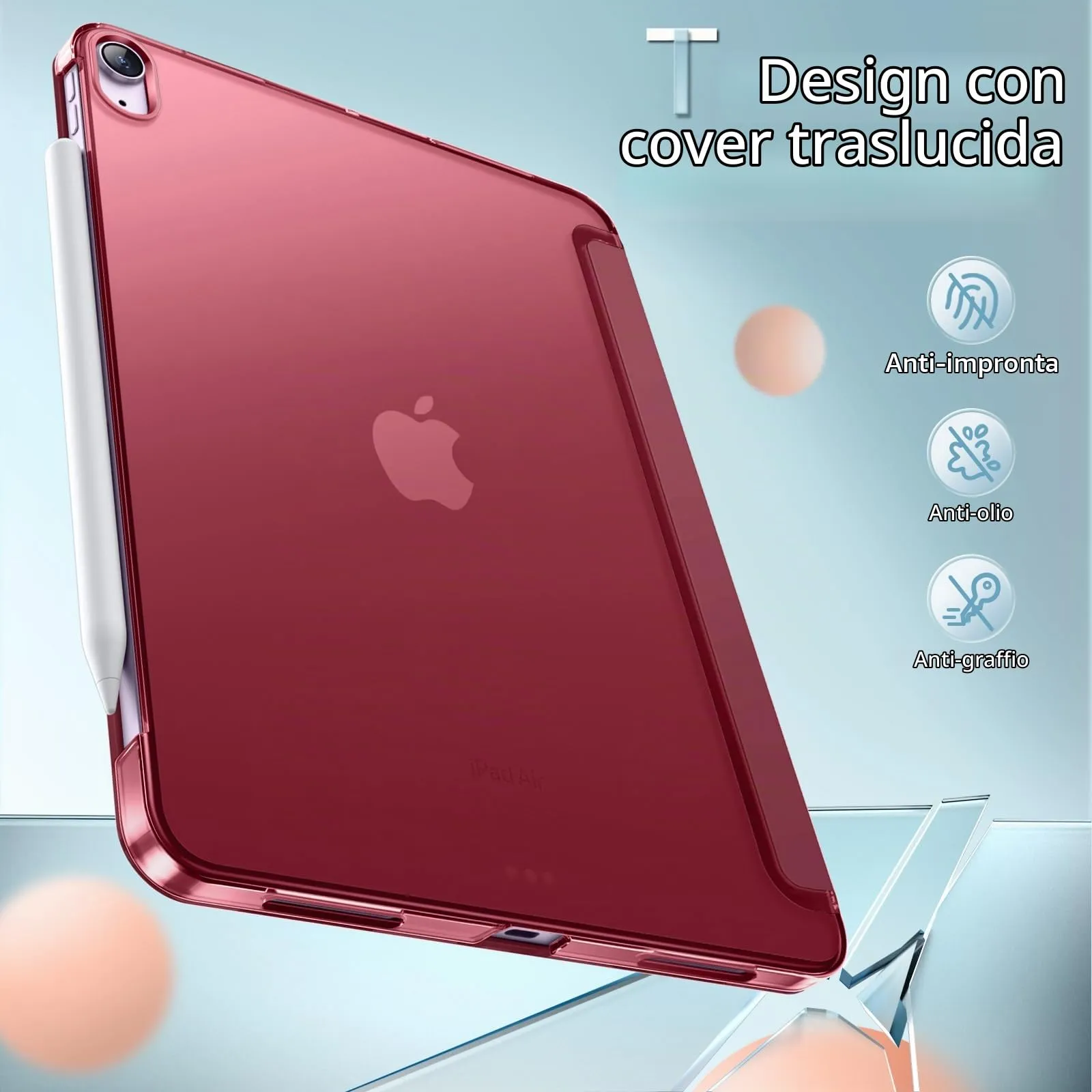 JETech Custodia per iPad Air 11" M4/M3/M2 & Air 5/4, Vino Rosso - immagine 4