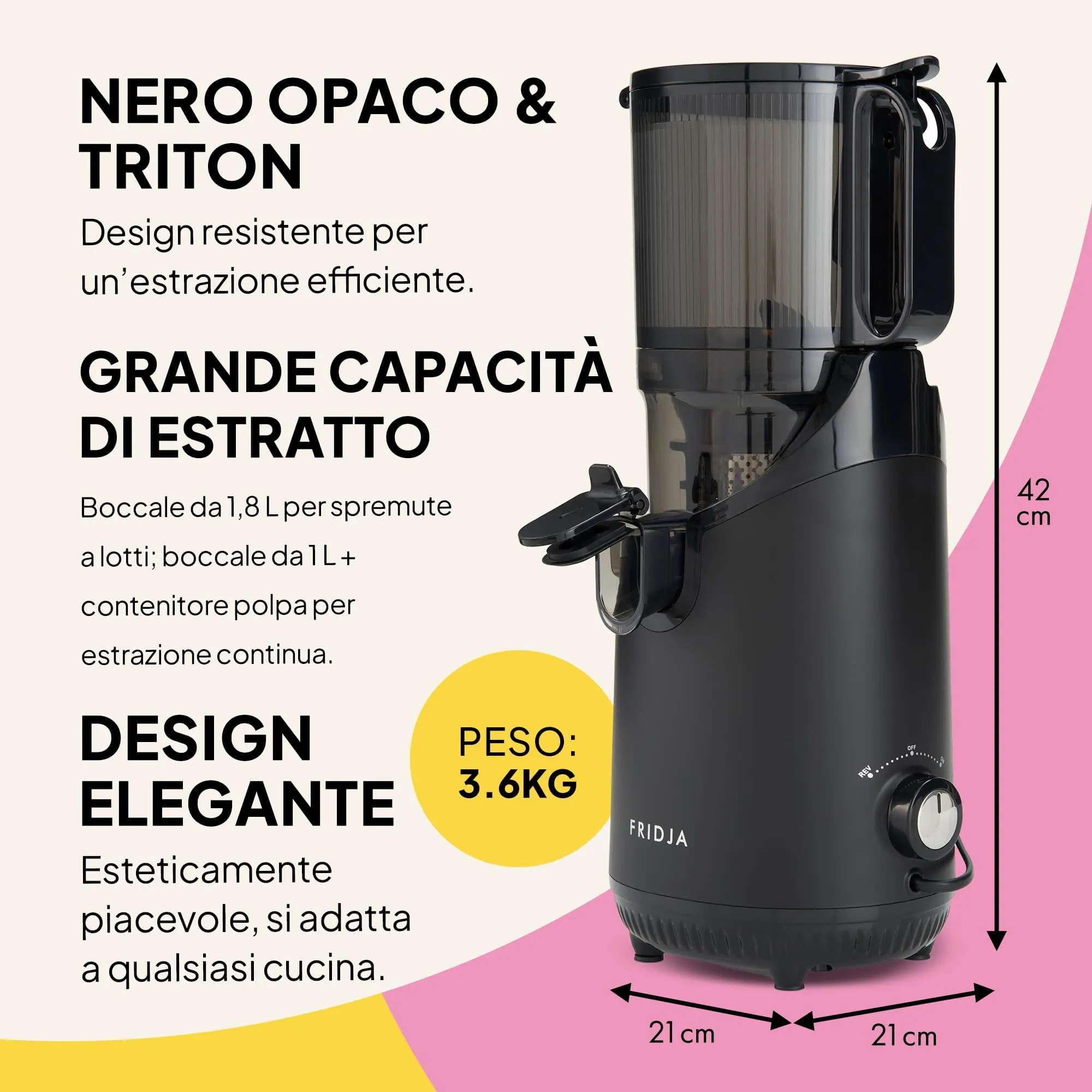 Fridja f2500 Estrattore Autoalimentato, Apertura 135 mm, Frutta Intera - immagine 5