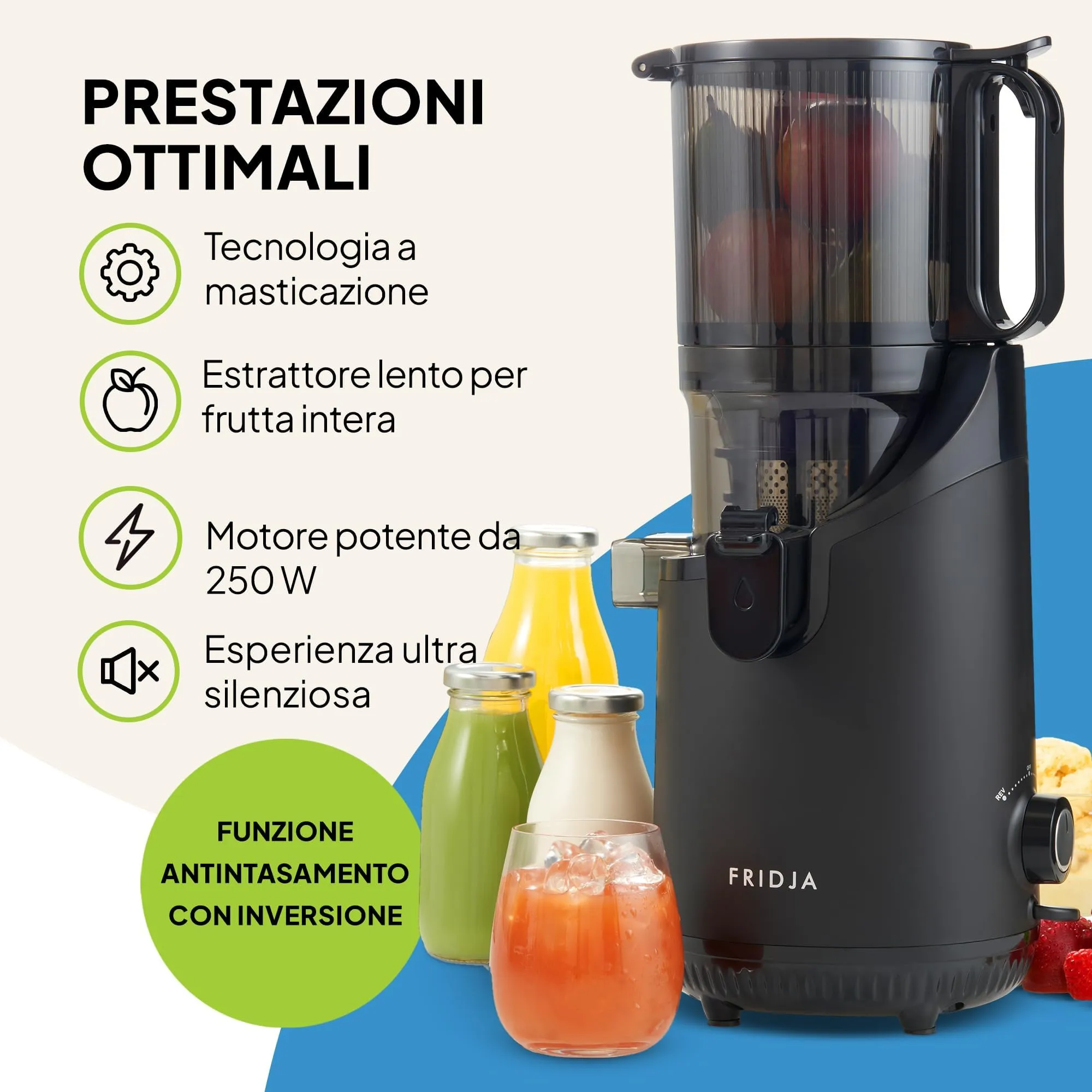 Fridja f2500 Estrattore Autoalimentato, Apertura 135 mm, Frutta Intera - immagine 8