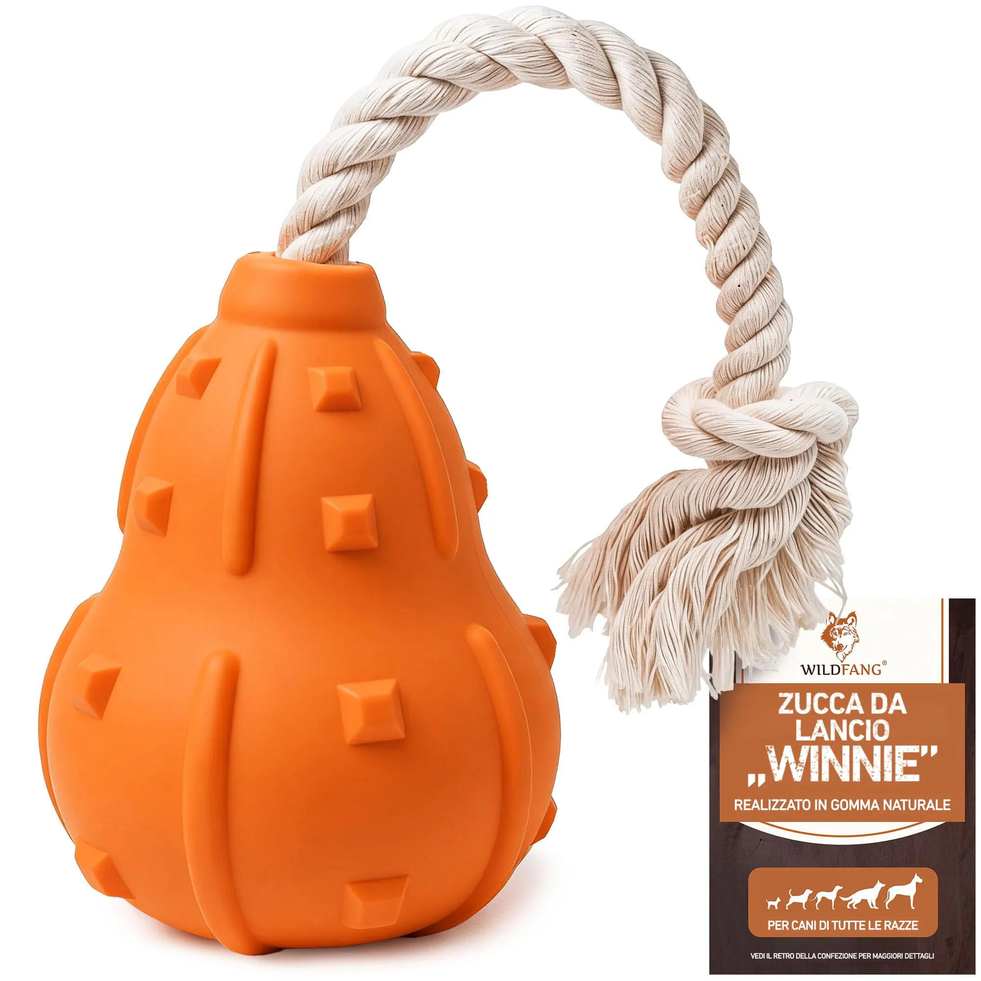 Wildfang® Gioco per Cani per Masticatori Forti, Winnie – Gioco Zucca da Lancio in Gomma Naturale, Igiene Dentale, Indistruttibile - immagine 1