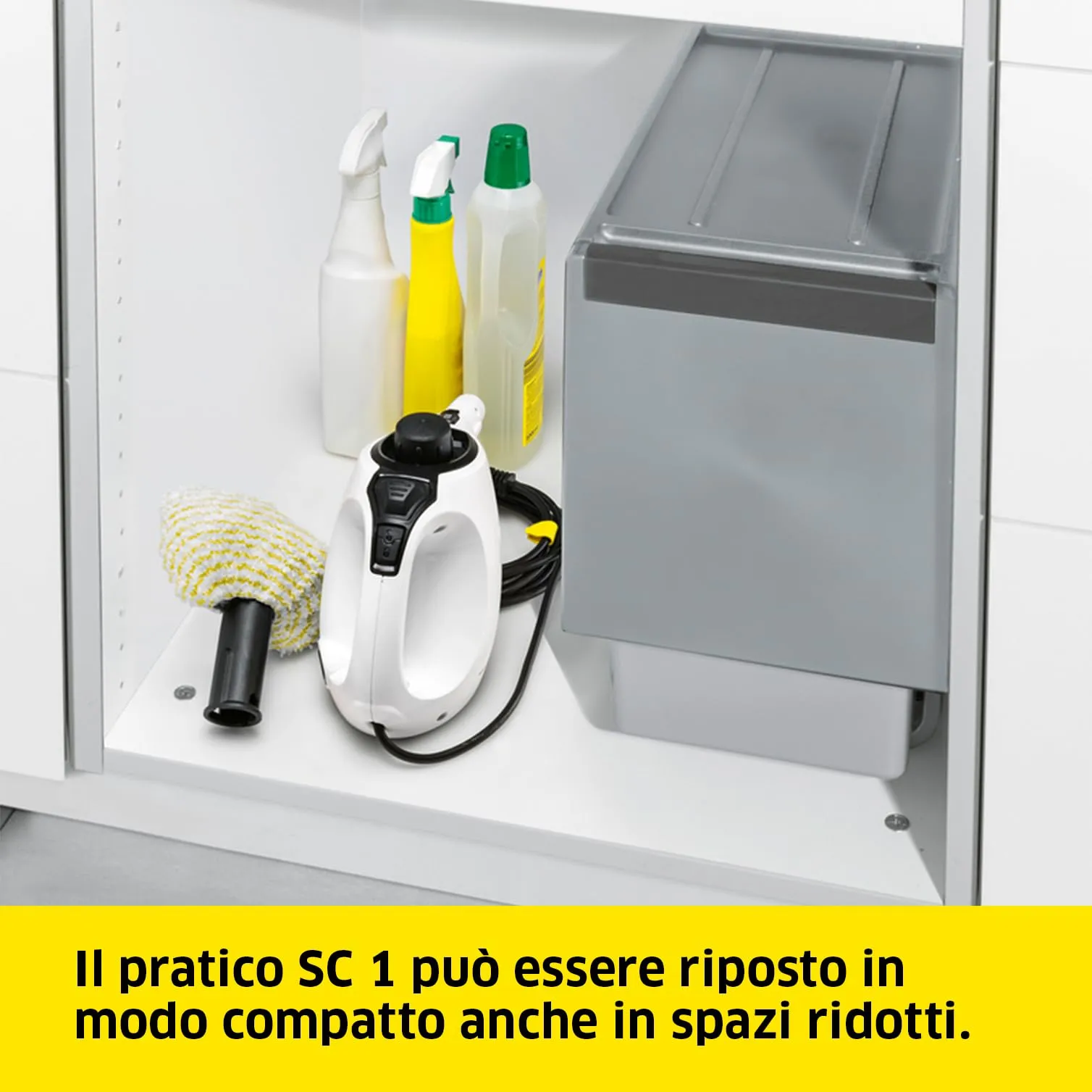 KÄRCHER Pulitore a Vapore SC 1, tempo riscaldamento 3 min, Potenza 1200W, Area di lavoro 20 m², Serbatoio 200 ml, Incl. 2 Ugelli, Bocchetta manuale e Spazzolina tonda - immagine 4