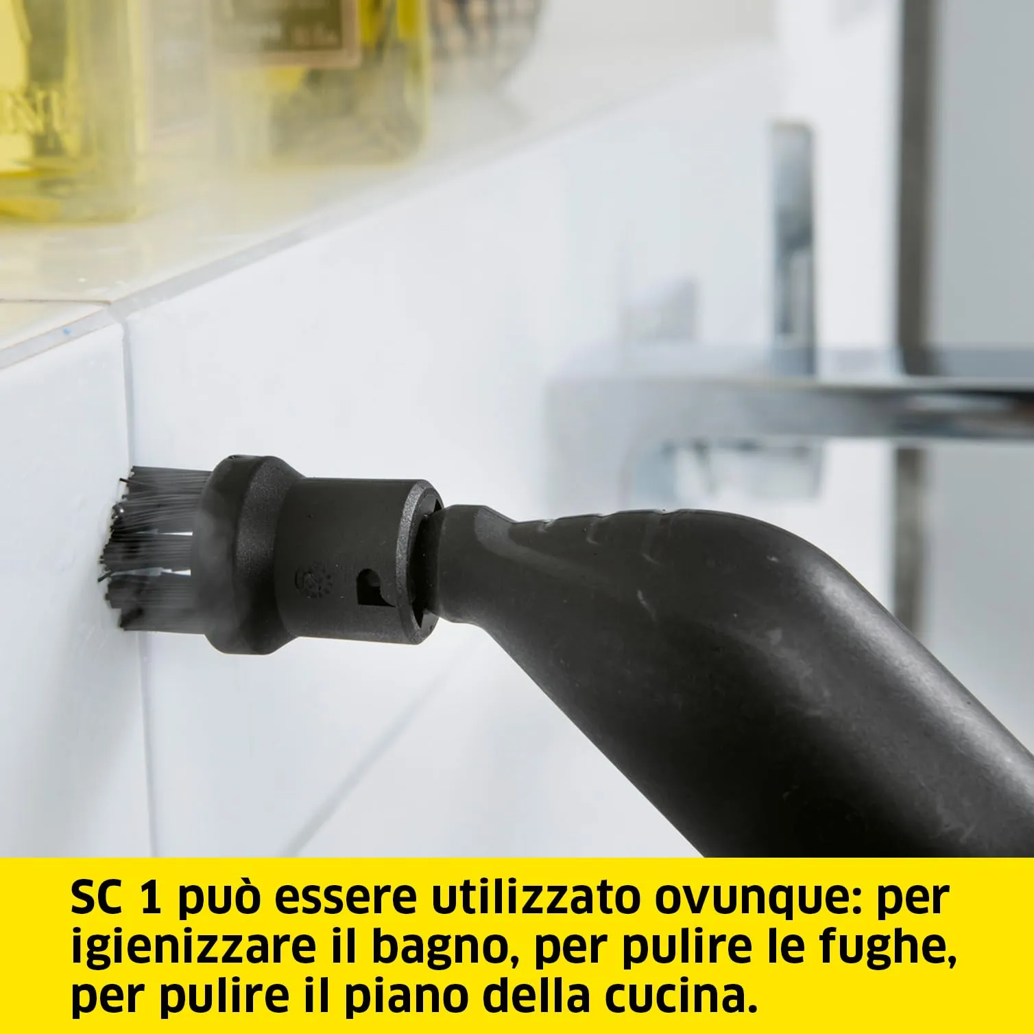KÄRCHER Pulitore a Vapore SC 1, tempo riscaldamento 3 min, Potenza 1200W, Area di lavoro 20 m², Serbatoio 200 ml, Incl. 2 Ugelli, Bocchetta manuale e Spazzolina tonda - immagine 5