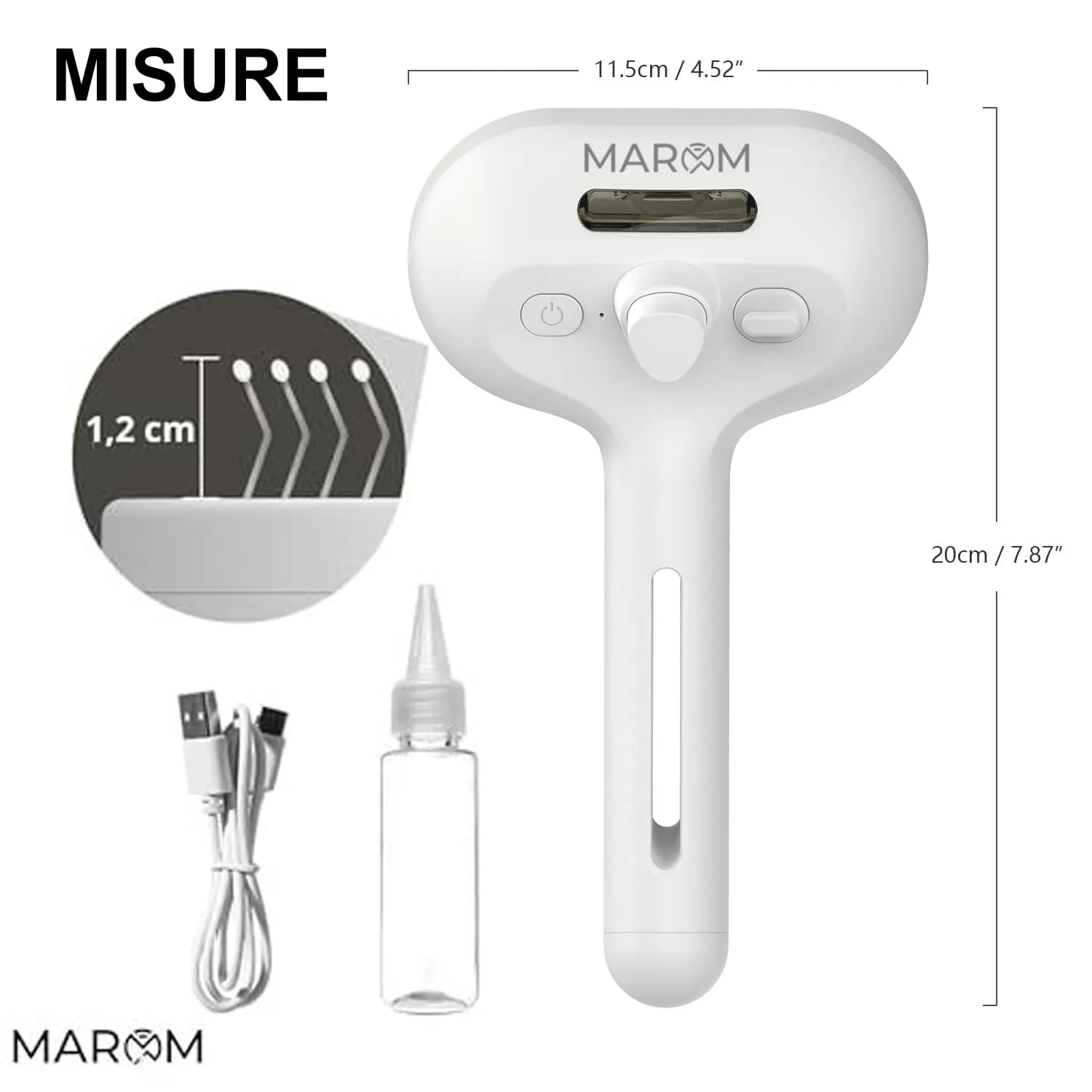 MAROM - Spazzola a vapore per gatti e cani, pettine autopulente per animali con pelo corto e lungo (BIANCO) + EBOOK in Omaggio - immagine 2