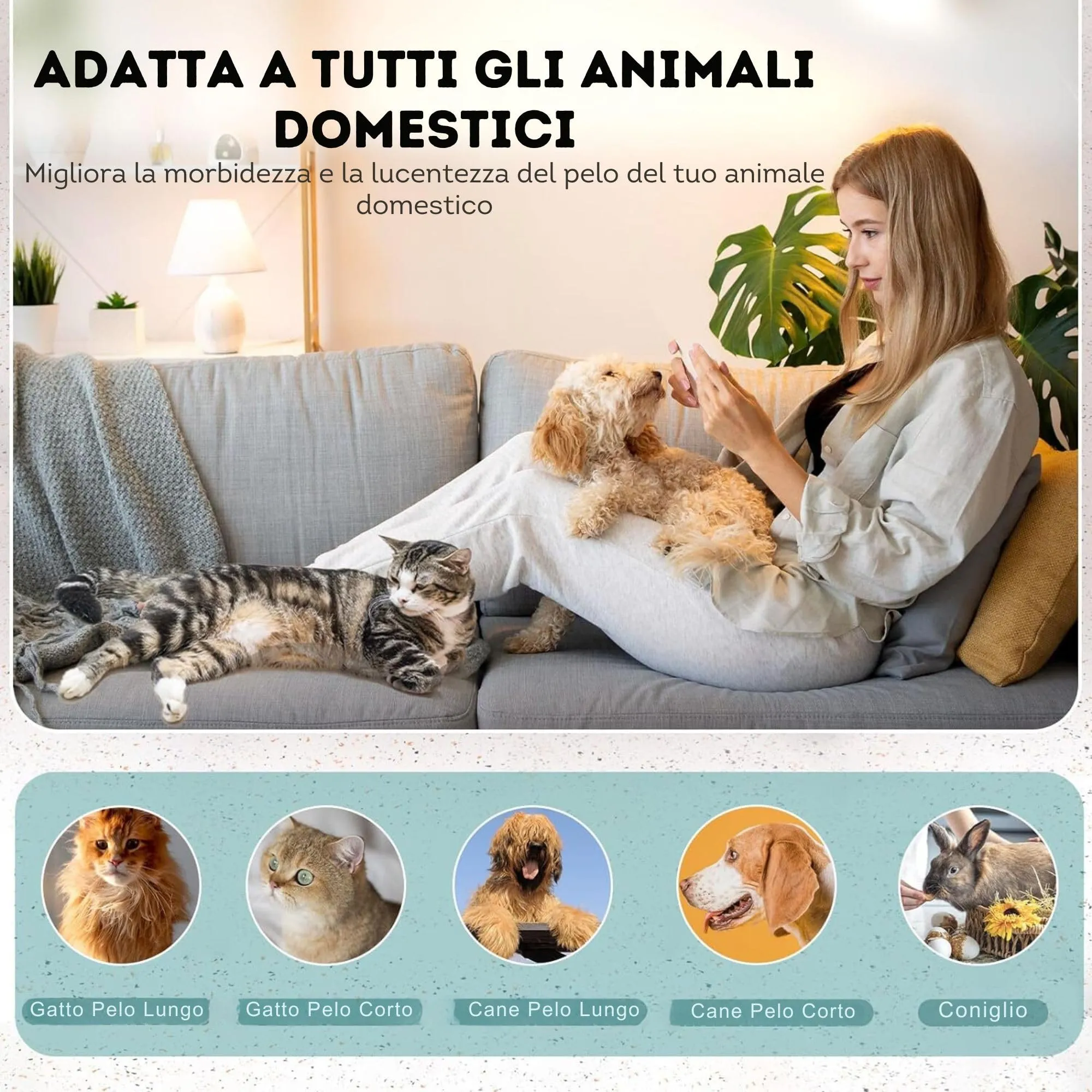 MAROM - Spazzola a vapore per gatti e cani, pettine autopulente per animali con pelo corto e lungo (BIANCO) + EBOOK in Omaggio - immagine 6