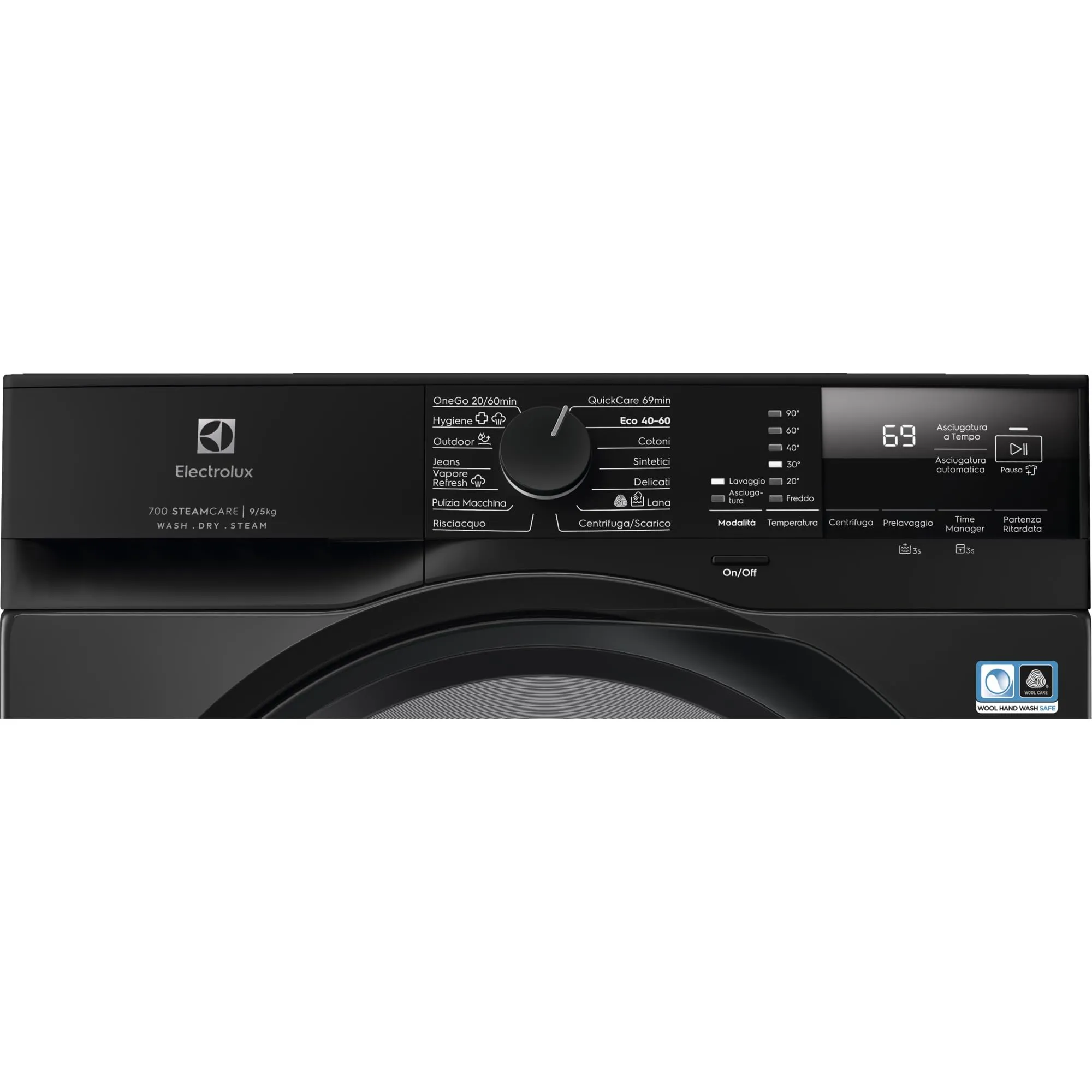 Electrolux EW7W295B Lavasciuga DualCare 700 con Tecnologia SensiCare+, 9 kg Lavaggio o 5 kg Asciugatura, 1400 Giri al Minuto, Lavaggio Rapido e Cesto CareDrum, 847x597x576 mm, Classe A/D, Nero - immagine 2
