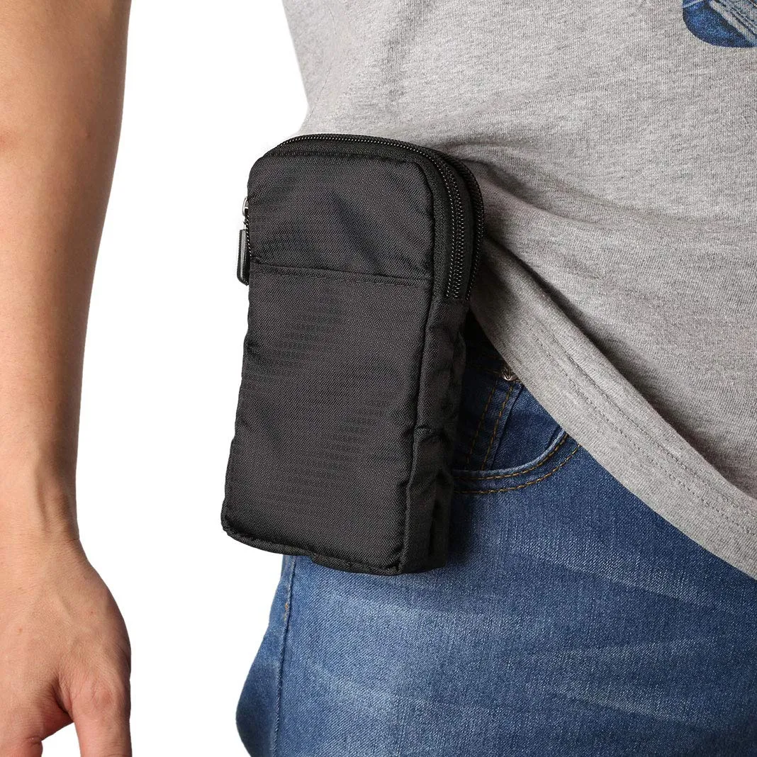Narunii Marsupio da Cintura Banane Marsupio a Spalla Piccolo Uomo, Marsupio Casual da Escursionismo per Uomo, Custodia da Trasporto, Clip da Cintura con Tasca (15,2 cm, Nero) - immagine 3