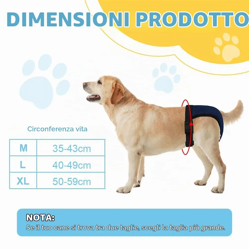 Aomig Lavabili Pannolini per Cani Femmina, Pannolini Cane Riutilizzabili, Pannolino Mutande Mestruali Cane Traspirante Pantaloni Mestruali Igienici per Cani di Piccola con 6 Cuscinetti di Ricambio-XL - immagine 2
