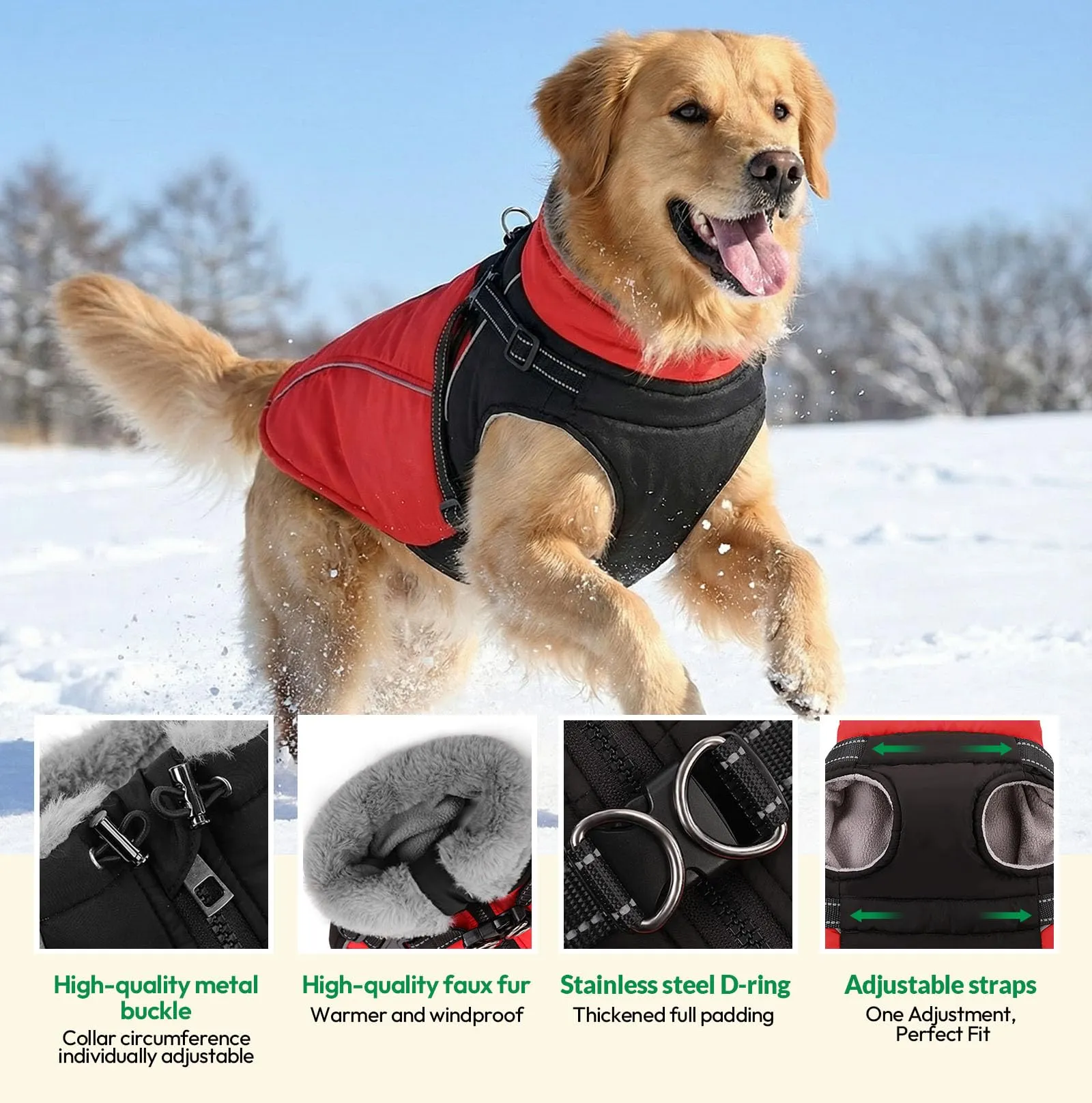 KONVINIT Cappotti e Giubbotti per Cani,Cappotto per Cani Taglia Grande - immagine 4