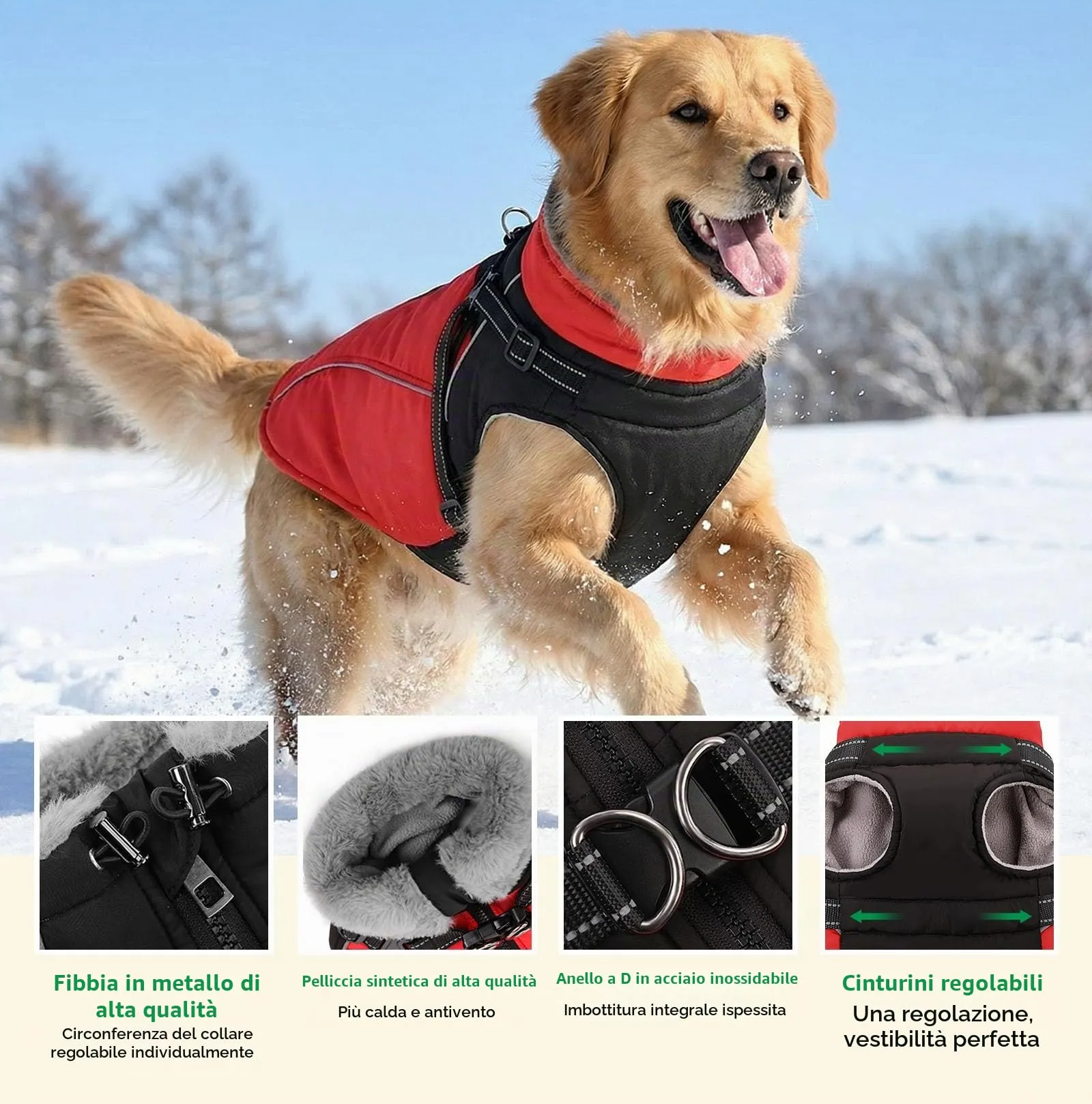 KONVINIT Giubbotto Invernale per Cani - Cappotto con Pettorina Integrata - immagine 4