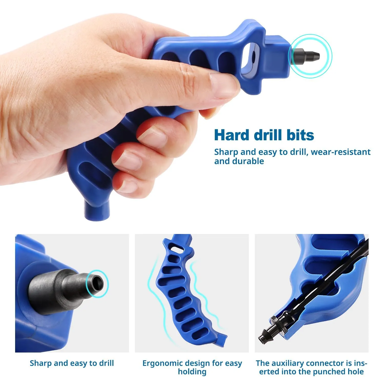 VooGenzek 4 Pezzi Perforatore 2 in 1 Tubo di Irrigazione a Goccia, 4 mm Irrigazione Perforatore Foro, Strumento di Perforazione per Tubi di Irrigazione all'aperto, per Tubo in PE - immagine 3
